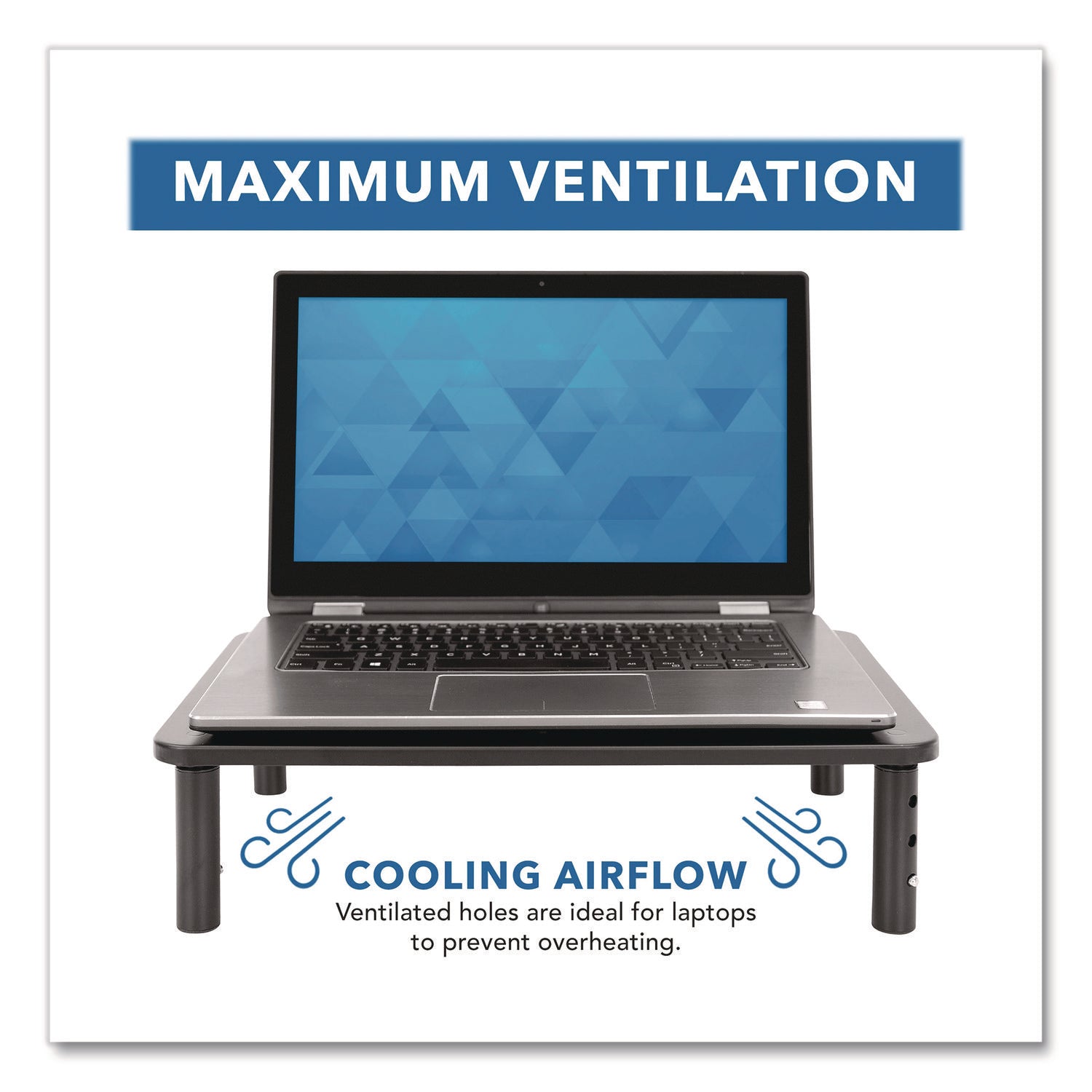 MOUNT-IT! Adjustable Desktop Monitor Riser, For Up to 32" Monitors, 14.57" x 9.25" x 5.51", Black, Supports 44 lb - Bloom Skins