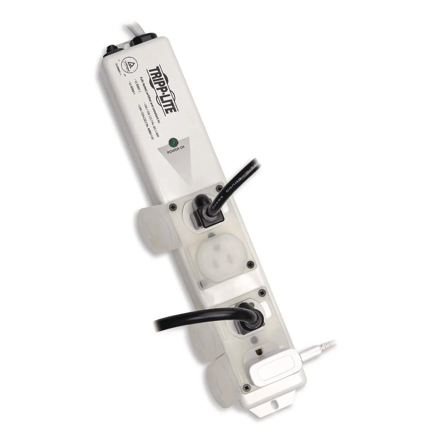 Tripp Lite by Eaton Medical-Grade Surge Protector with Antimicrobial Protection for Patient-Care Vicinity, 4 Outlets, 15 ft Cord, 1,410 J, White
