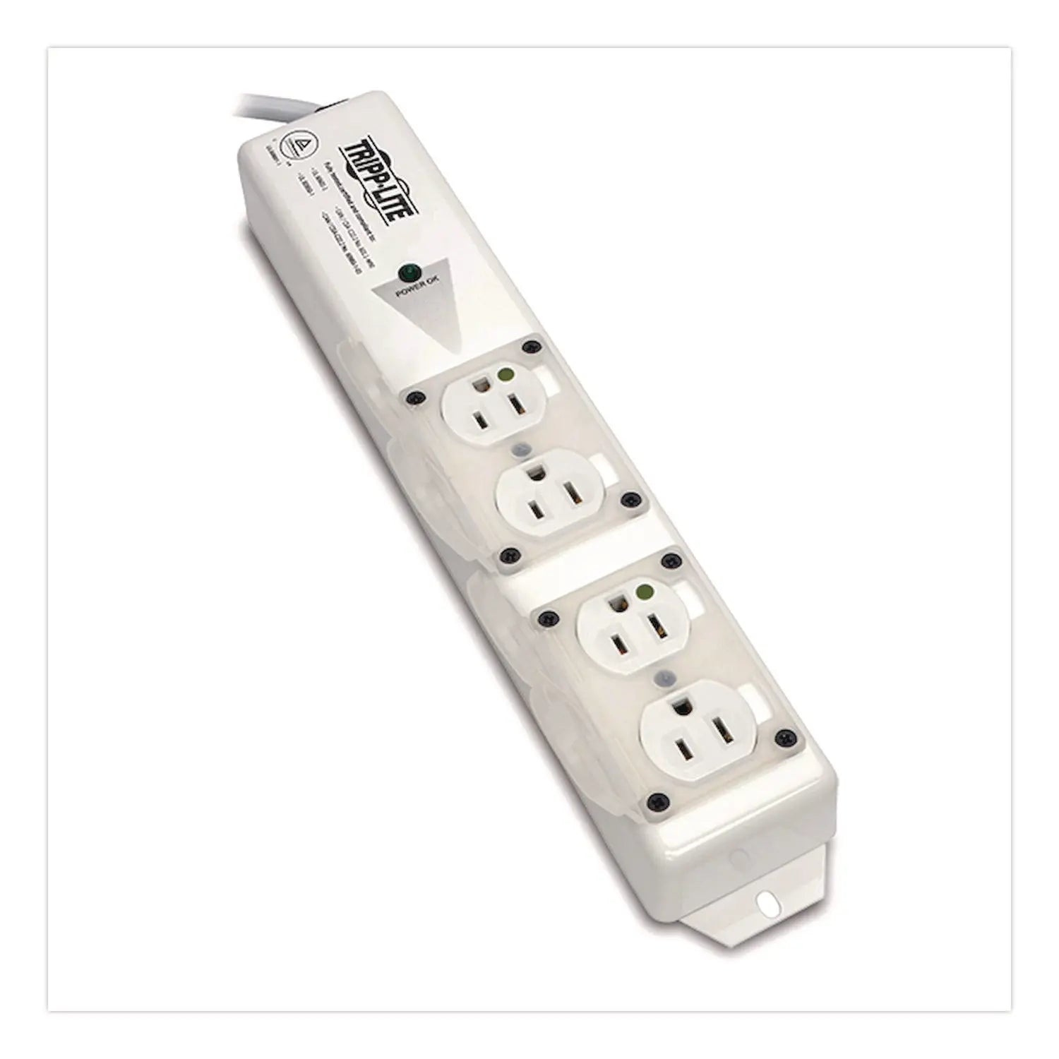 Tripp Lite by Eaton Medical-Grade Surge Protector with Antimicrobial Protection for Patient-Care Vicinity, 4 Outlets, 15 ft Cord, 1,410 J, White