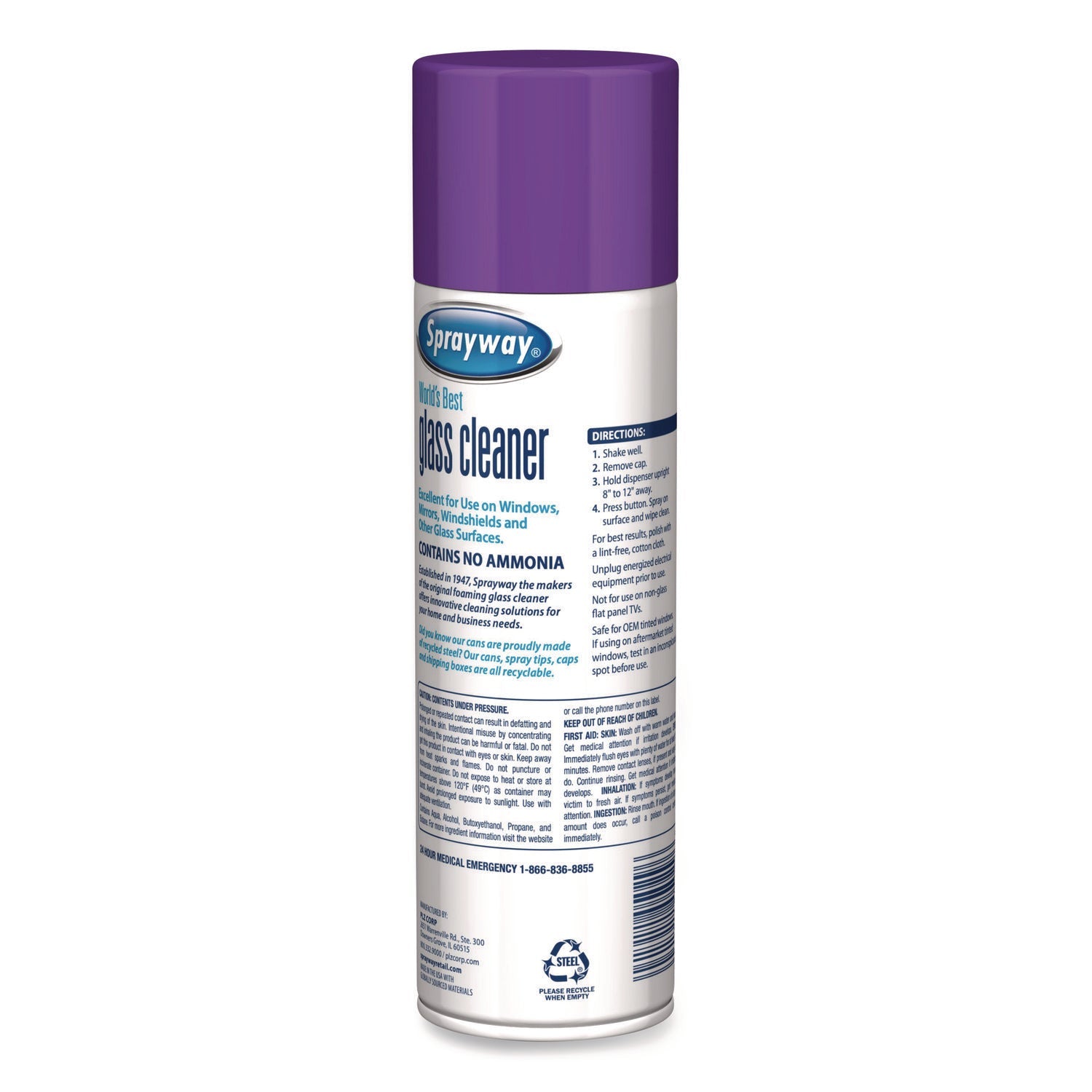 Sprayway® Glass Cleaner, Lavender, 19 oz Aerosol Spray, 6/Carton