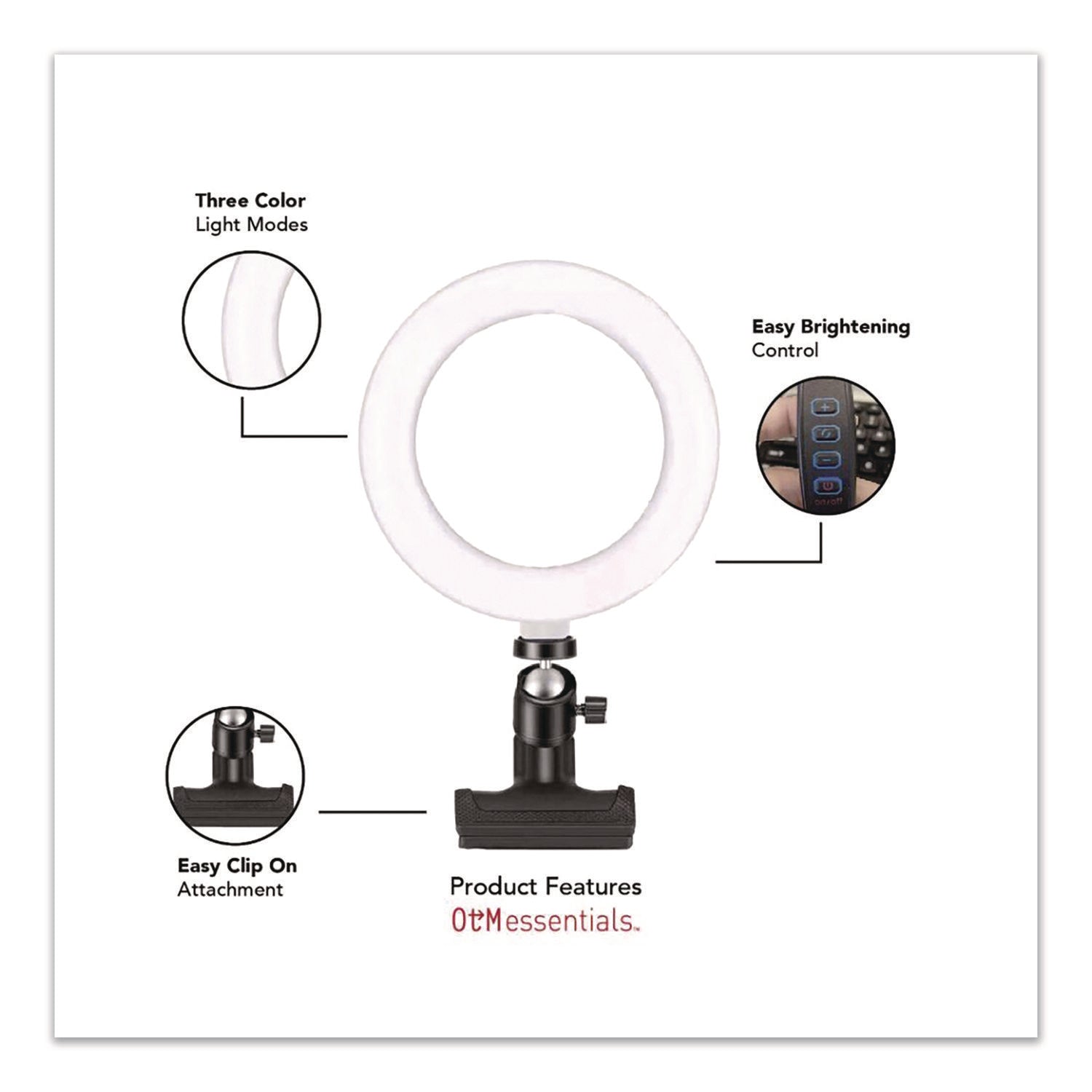 OTM Essentials™ Universal Ring Light, 6" dia, Black