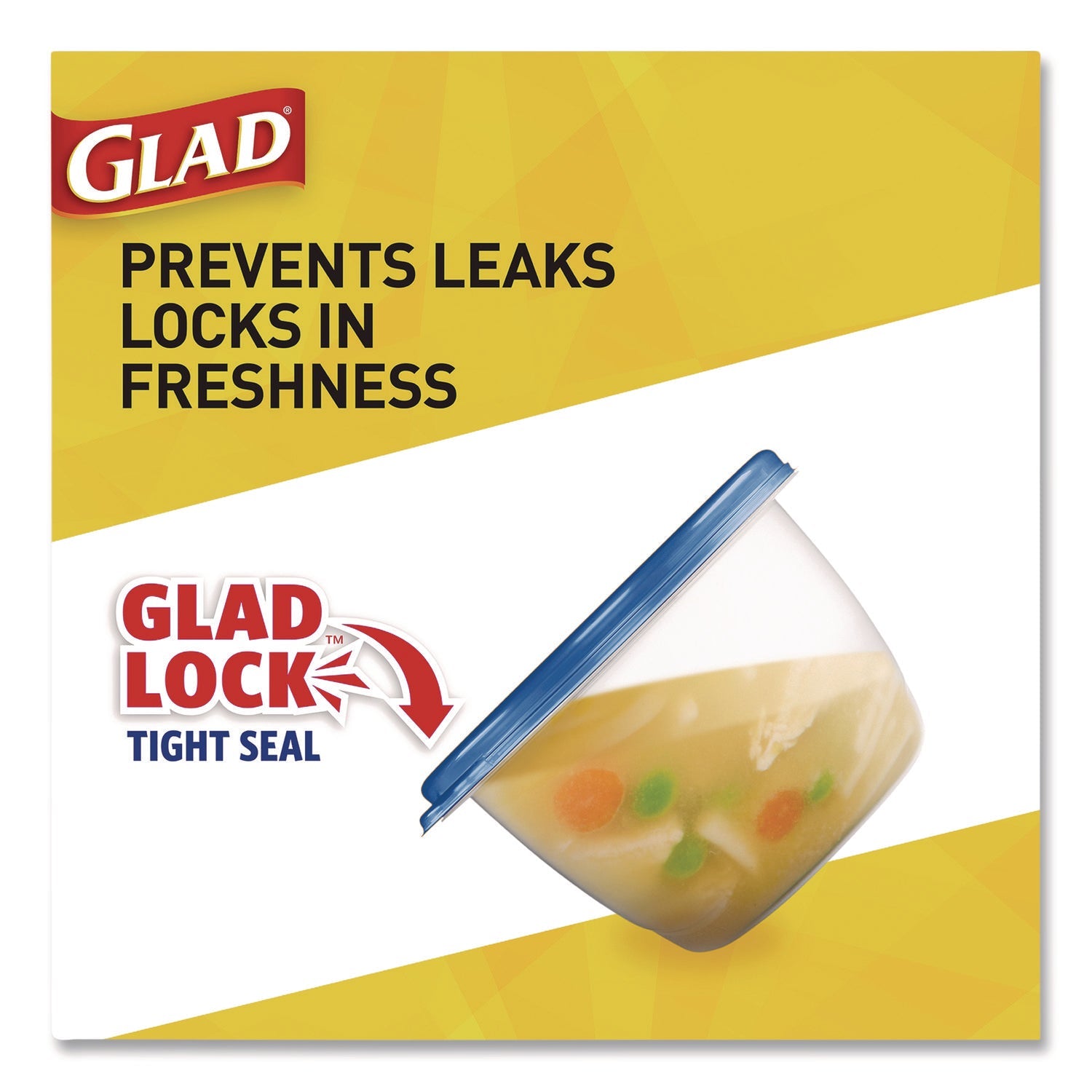 Glad® To Go Lunch Containers, 2 Compartments, 32 oz, Plastic, 4/Pack - Bloom Skins