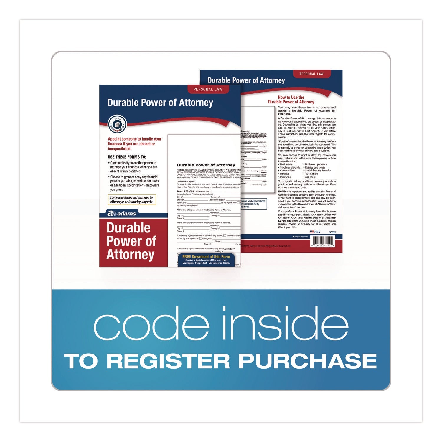 Adams® Durable Power of Attorney Digital Download with Instructions, 8.5 x 11, Unlimited Number of Forms