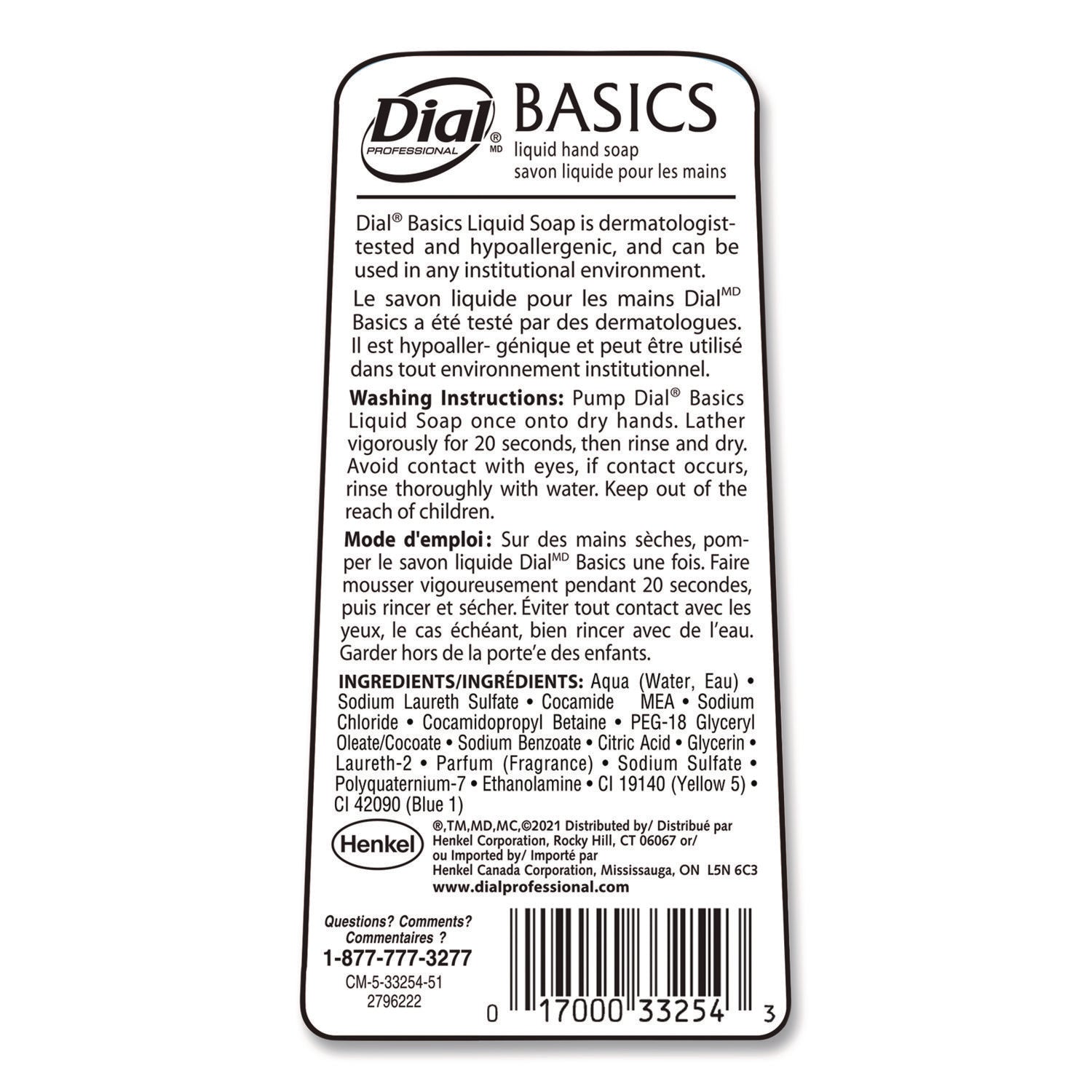 Dial® Professional Basics Hypoallergenic Liquid Hand Soap, Floral, 7.5 oz, 12/Carton