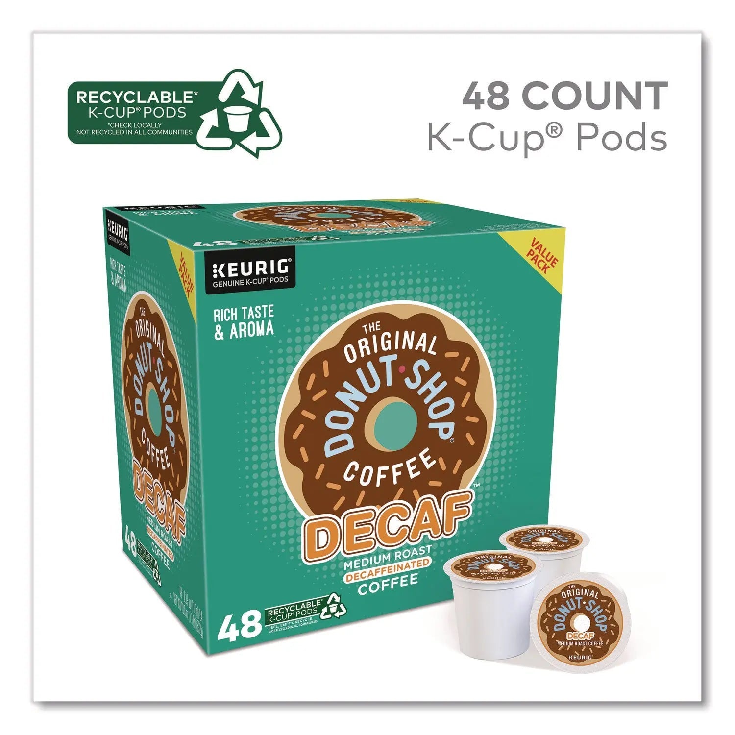 The Original Donut Shop® Decaf Coffee K-Cup Pods, 48/Box