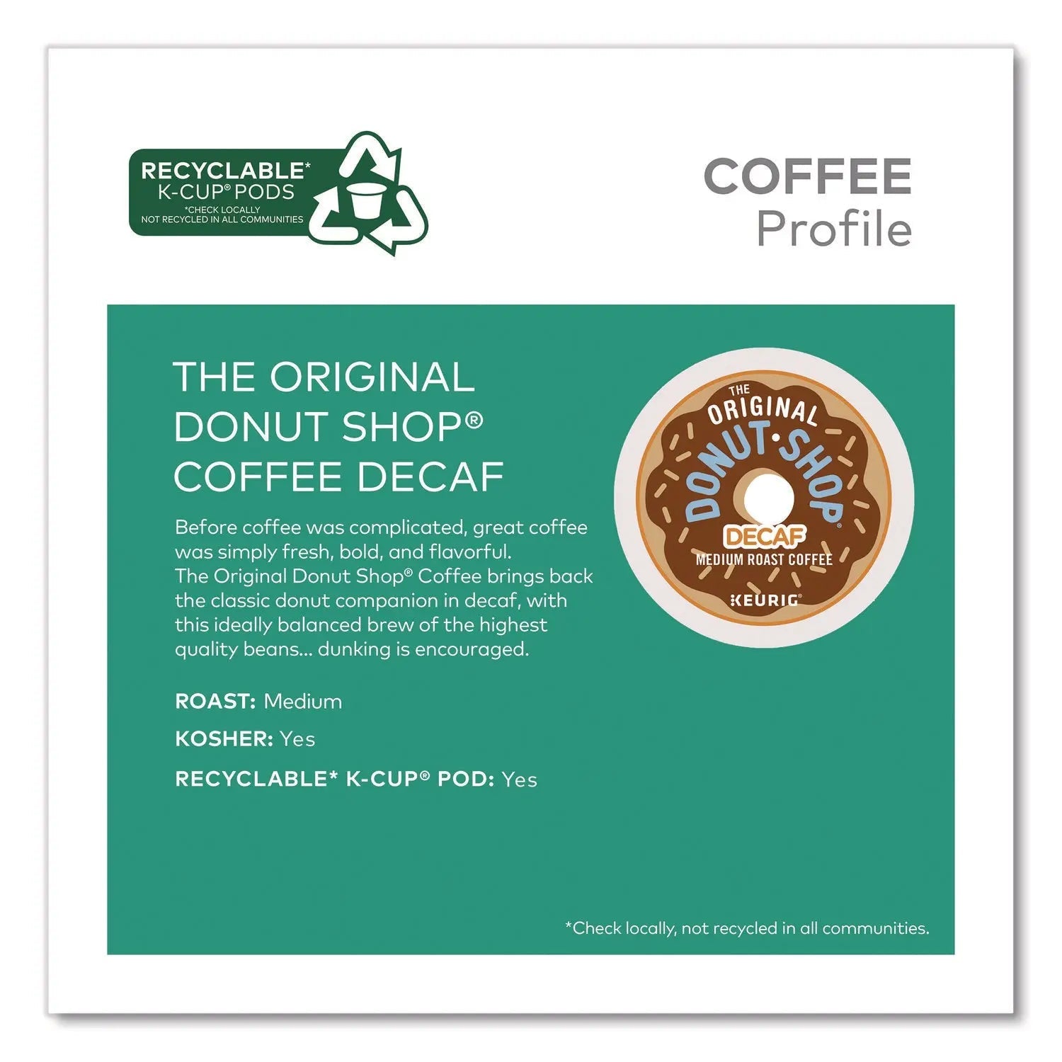 The Original Donut Shop® Decaf Coffee K-Cup Pods, 48/Box