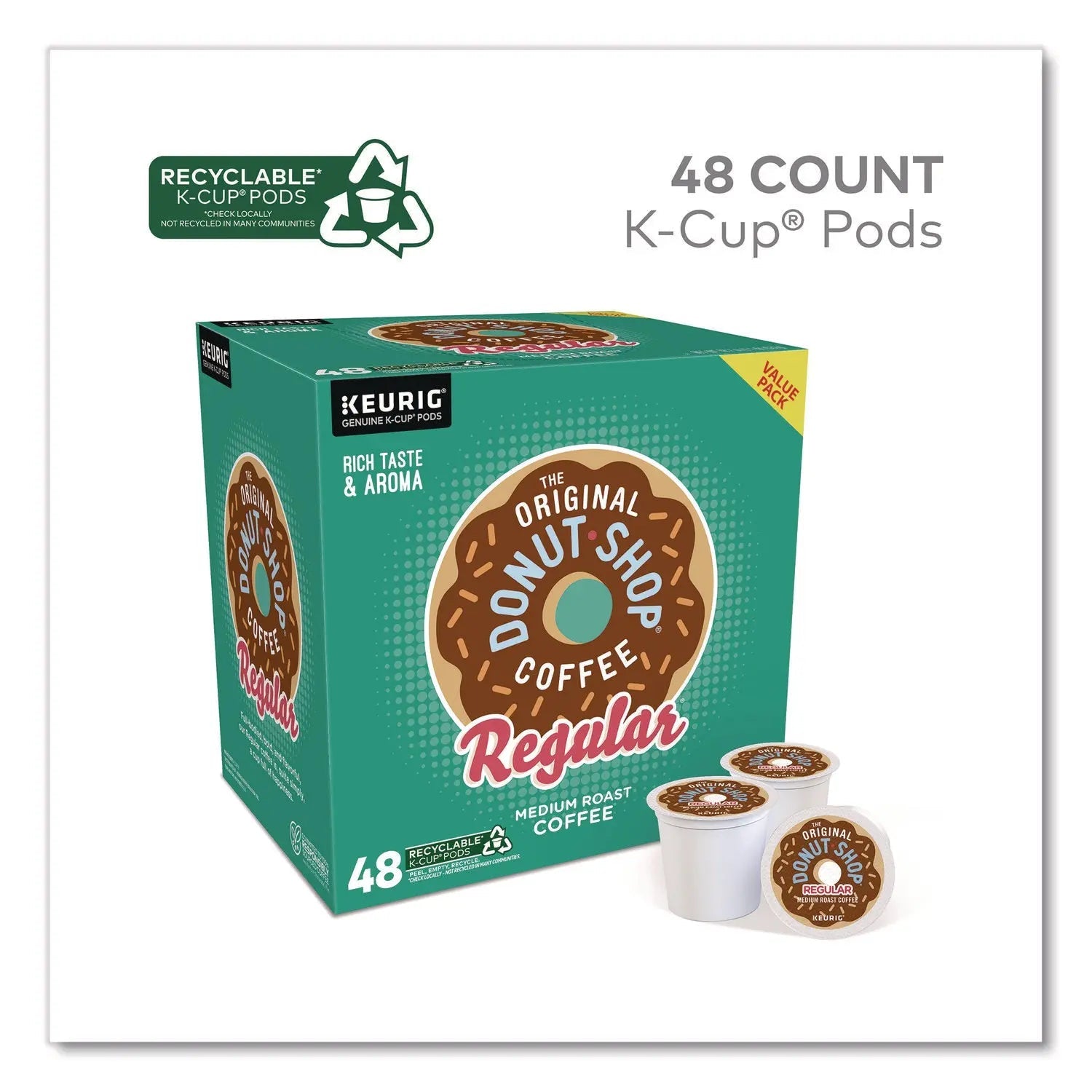 The Original Donut Shop® Donut Shop Coffee K-Cups, Regular, 0.39 oz, 48/Box