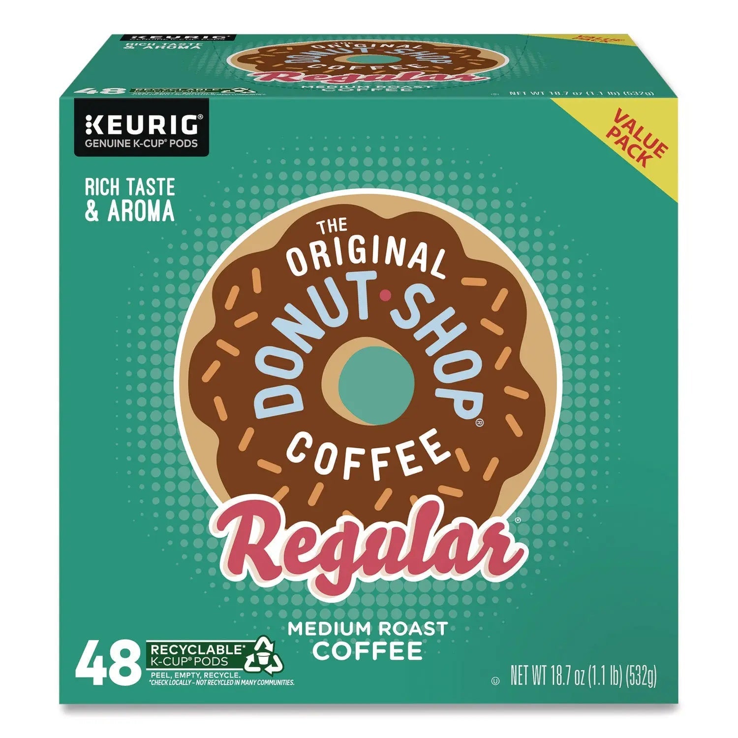 The Original Donut Shop® Donut Shop Coffee K-Cups, Regular, 0.39 oz, 48/Box