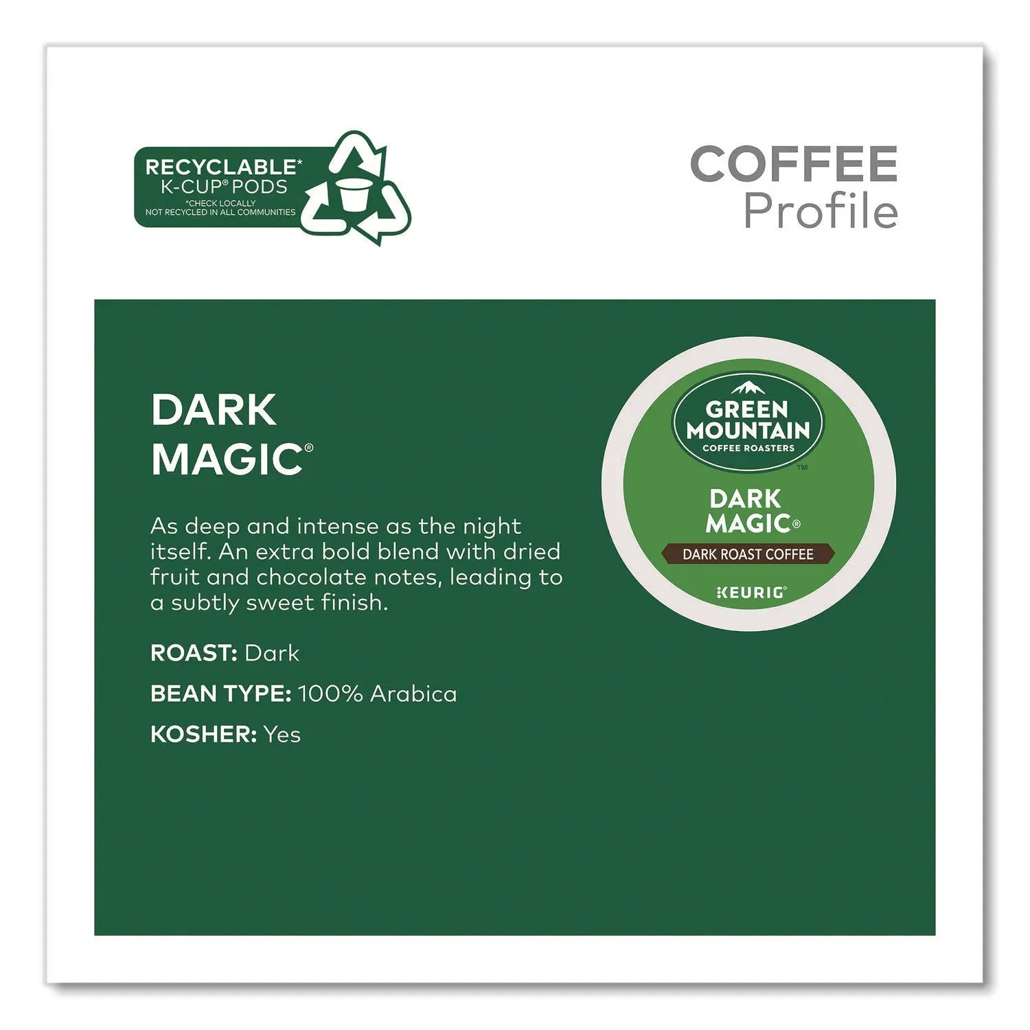 Green Mountain Coffee® Dark Magic Extra Bold Coffee K-Cups, 0.4 oz, 48/Box