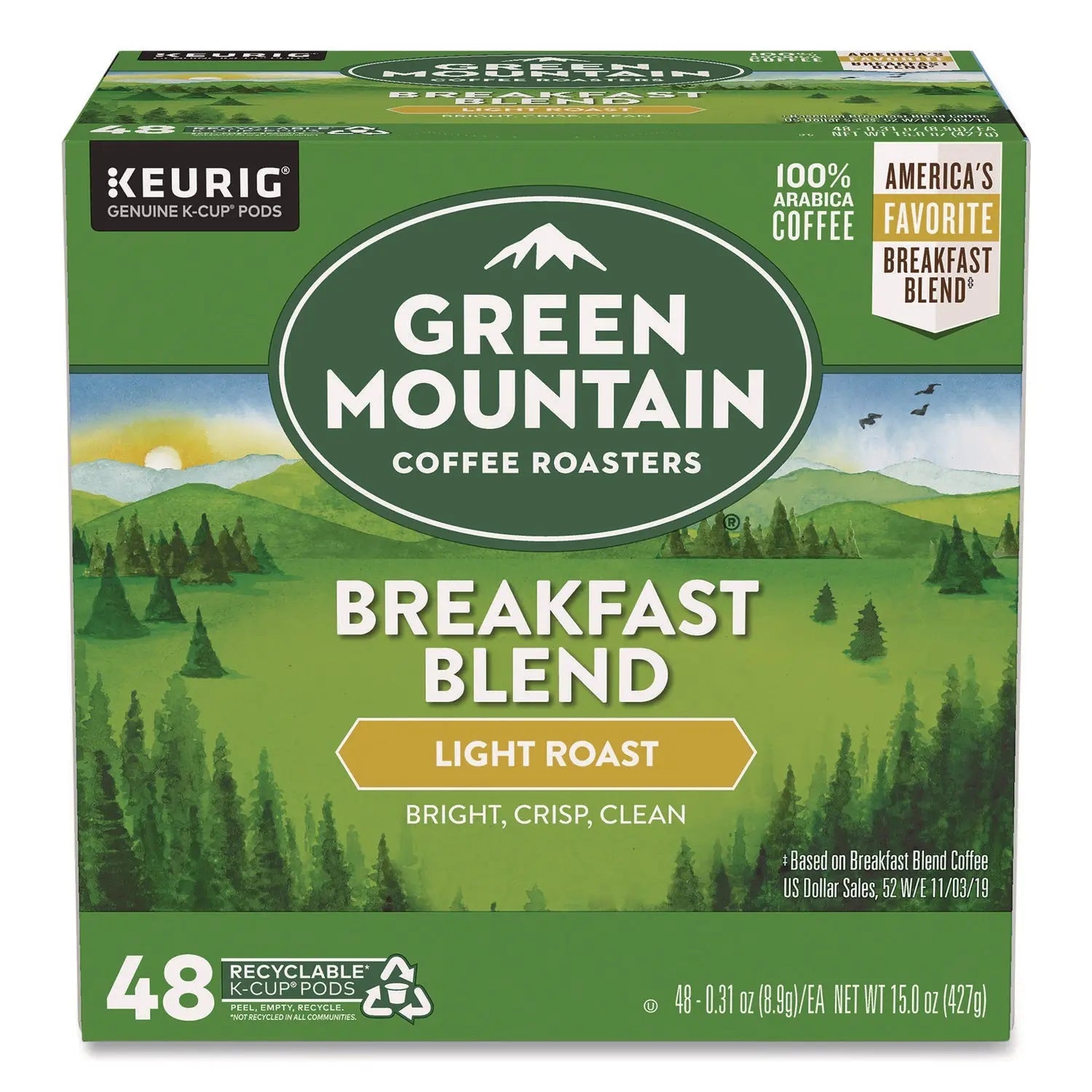 Green Mountain Coffee® Breakfast Blend Coffee K-Cups, 0.31 oz, 48/Box