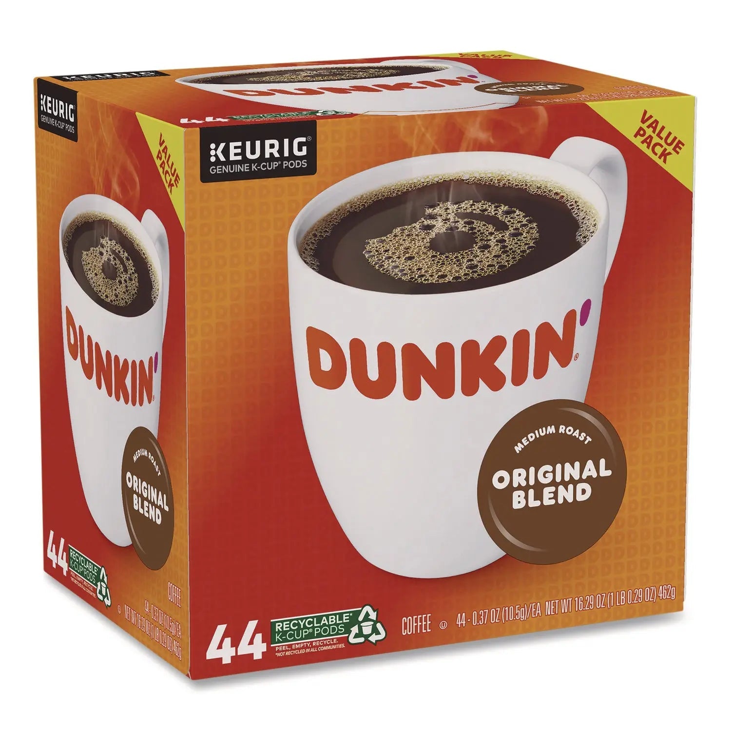 Dunkin'® K-Cup Pods, Original Blend, 0.37 oz, 44/Box