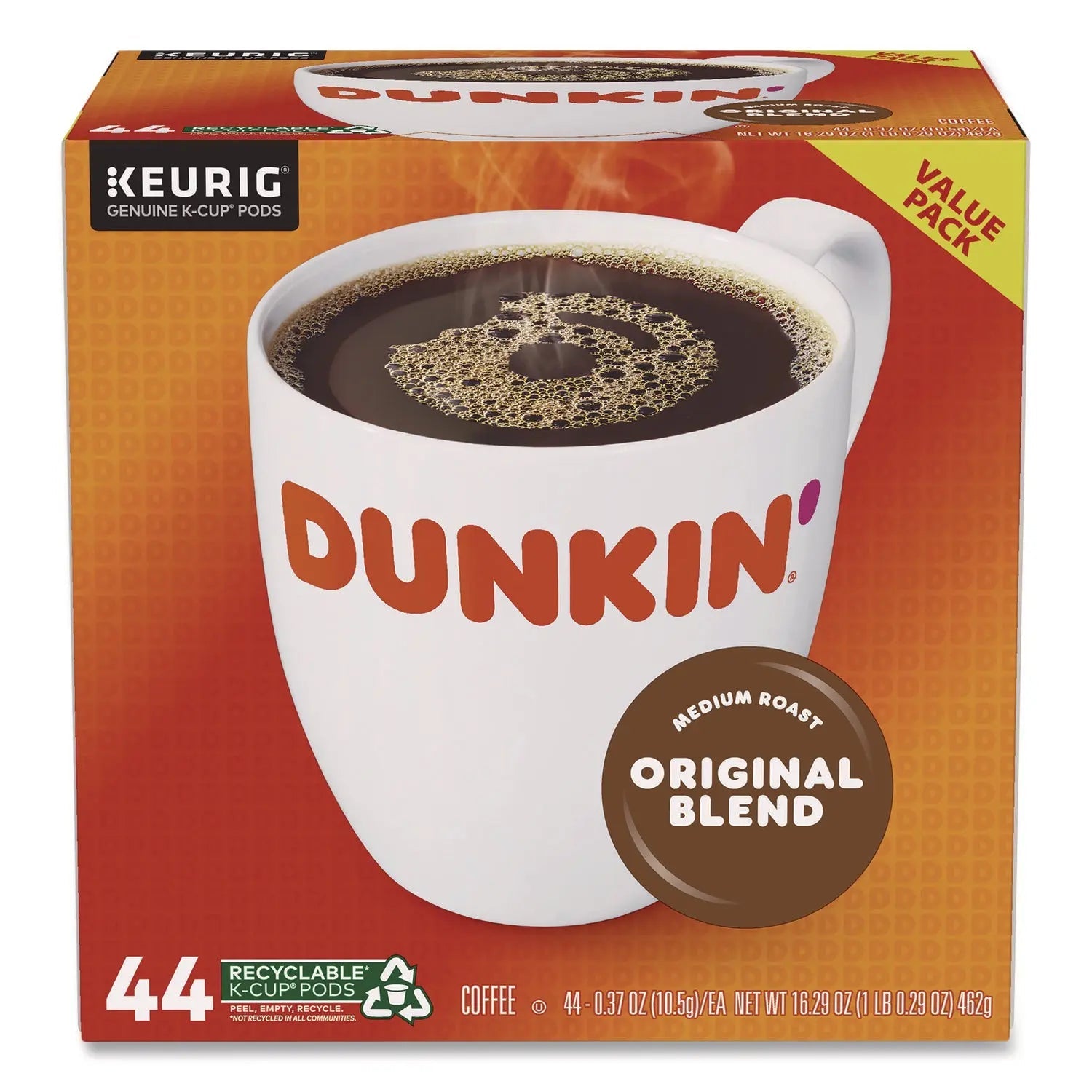 Dunkin'® K-Cup Pods, Original Blend, 0.37 oz, 44/Box