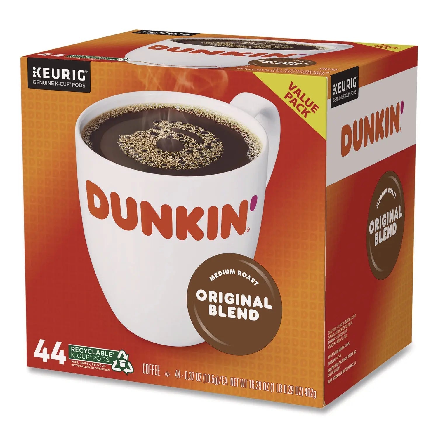 Dunkin'® K-Cup Pods, Original Blend, 0.37 oz, 44/Box