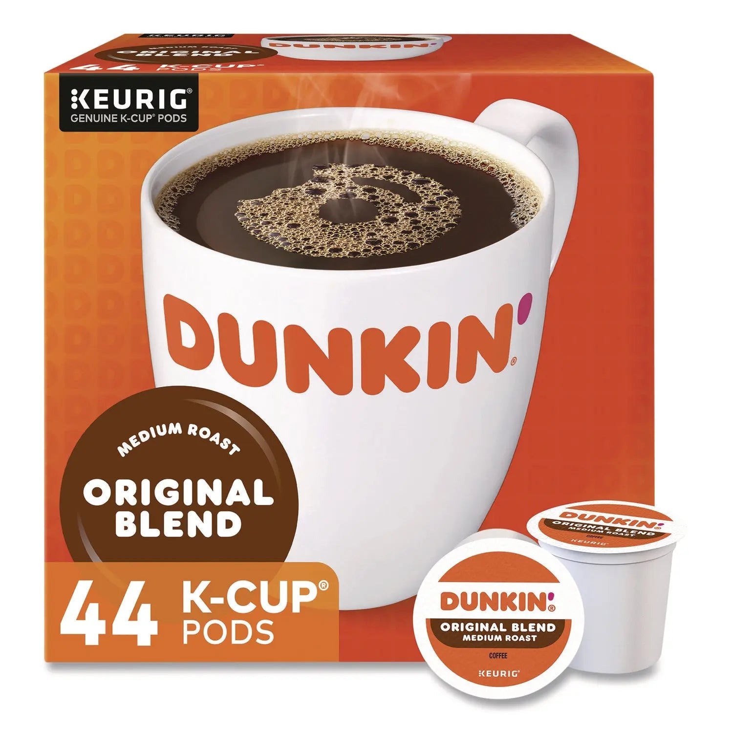 Dunkin'® K-Cup Pods, Original Blend, 0.37 oz, 44/Box