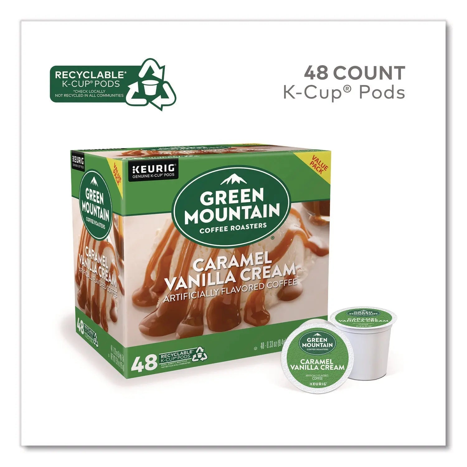 Green Mountain Coffee® Caramel Vanilla Cream Coffee K-Cups, 0.33 oz, 48/Box