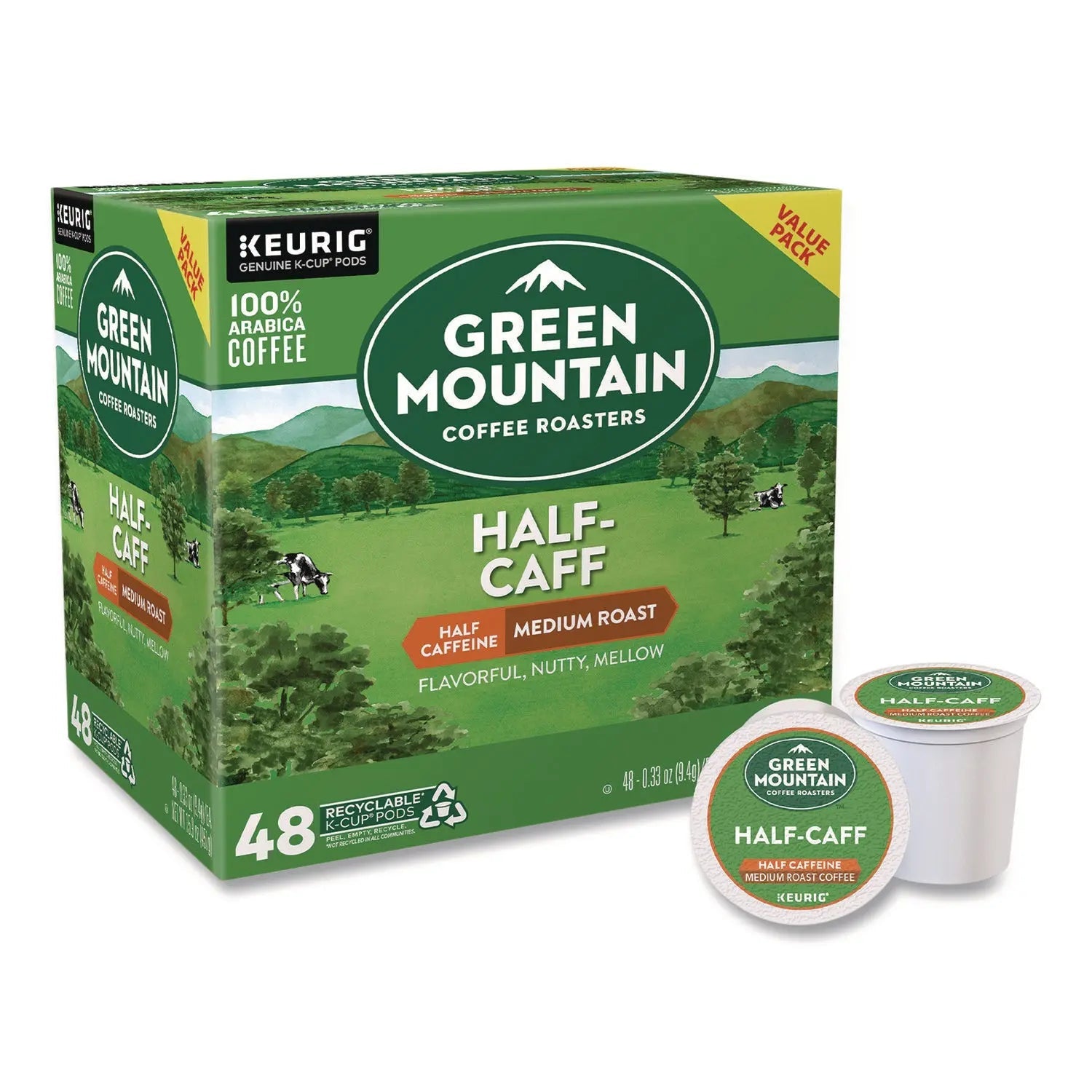 Green Mountain Coffee® Half-Caff Coffee K-Cups, 0.33 oz, 48/Box
