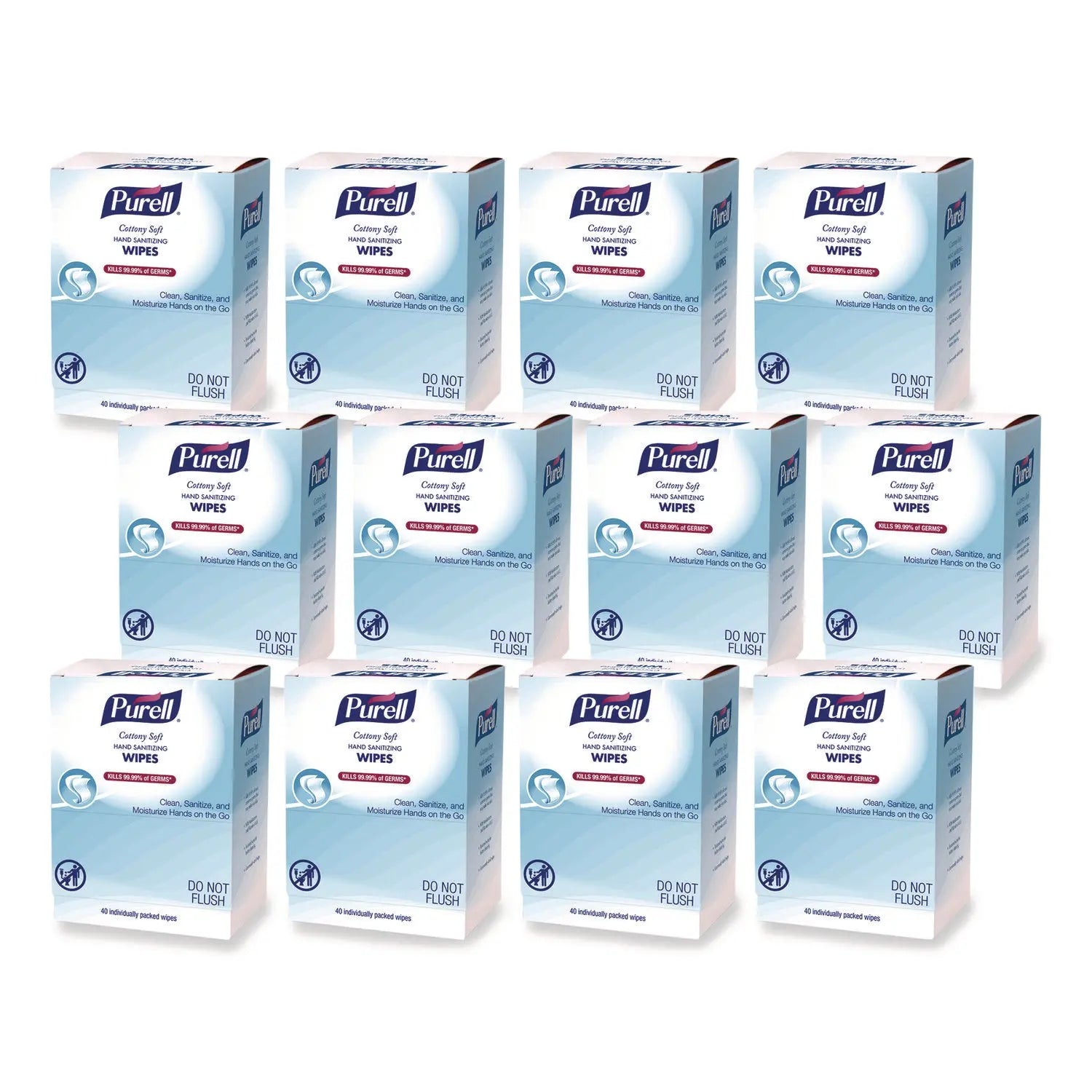PURELL® Cottony Soft Individually Wrapped Sanitizing Hand Wipes, 5 x 7, Herbal Scent, White, 480/Carton