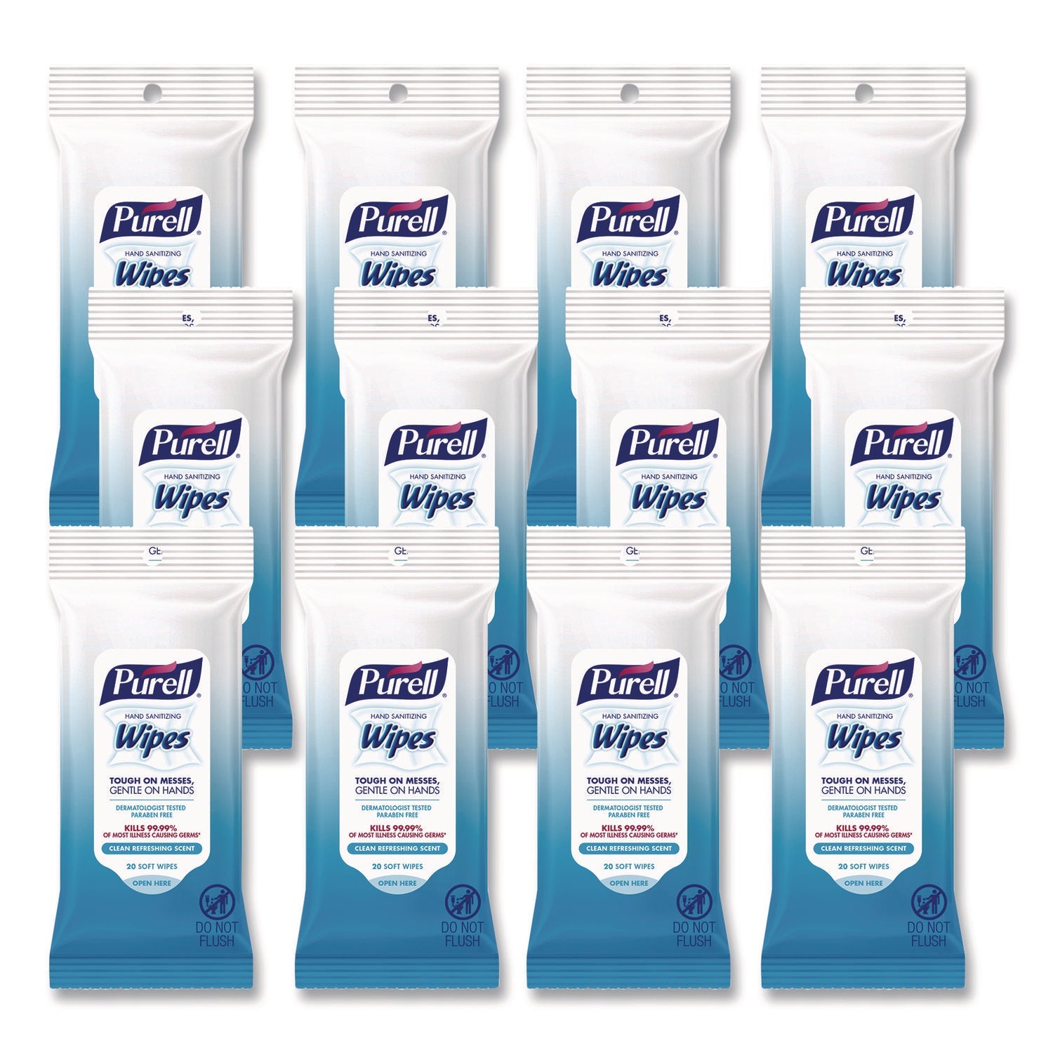PURELL® Hand Sanitizing Wipes, Clean Refreshing Scent, White, 20 Wipes/Pack, 12 Packs/Carton