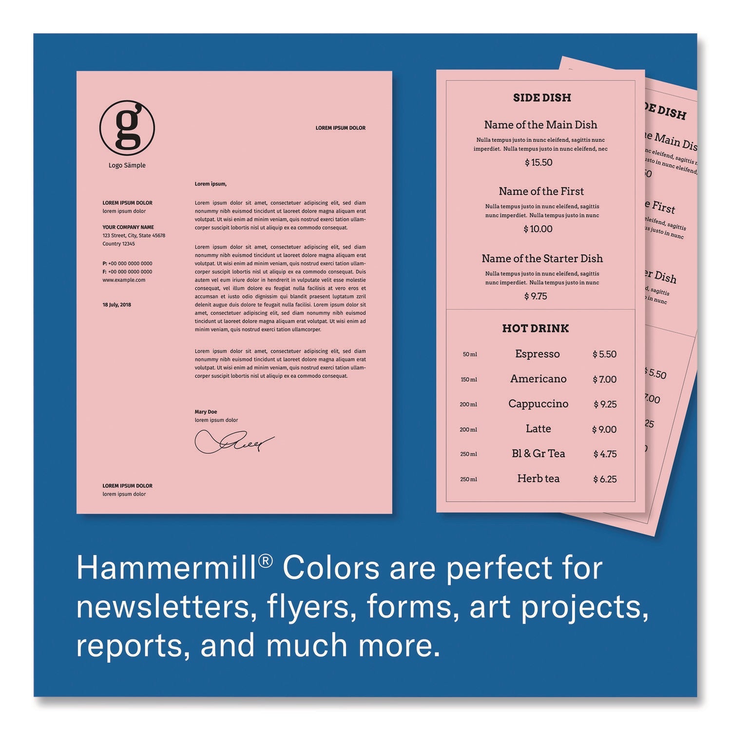 Hammermill® Colors Print Paper, 24 lb Bond Weight, 8.5 x 11, Pink, 500/Ream