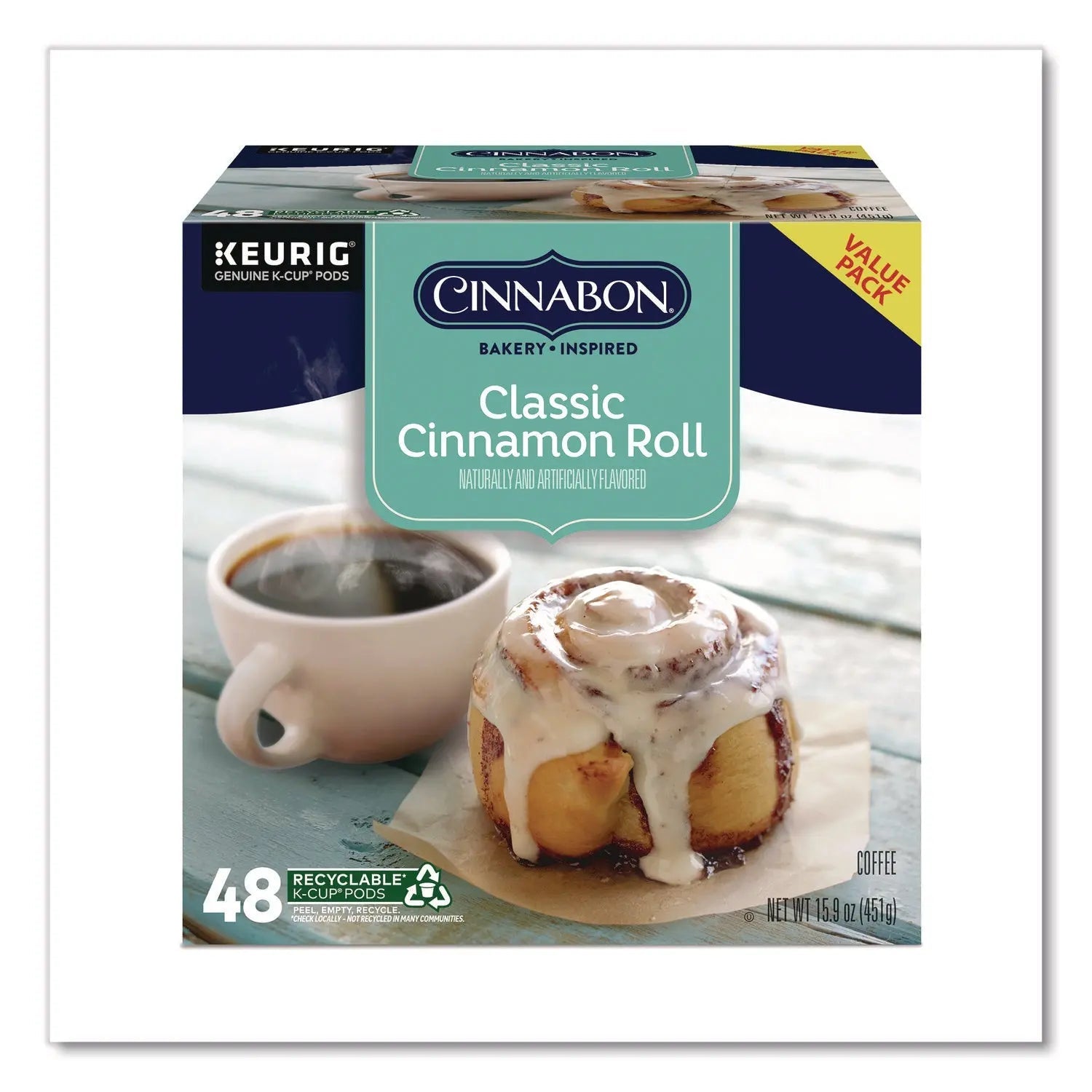 Cinnabon® Classic Cinnamon Roll Coffee K-Cups, 0.33 oz, 48/Box