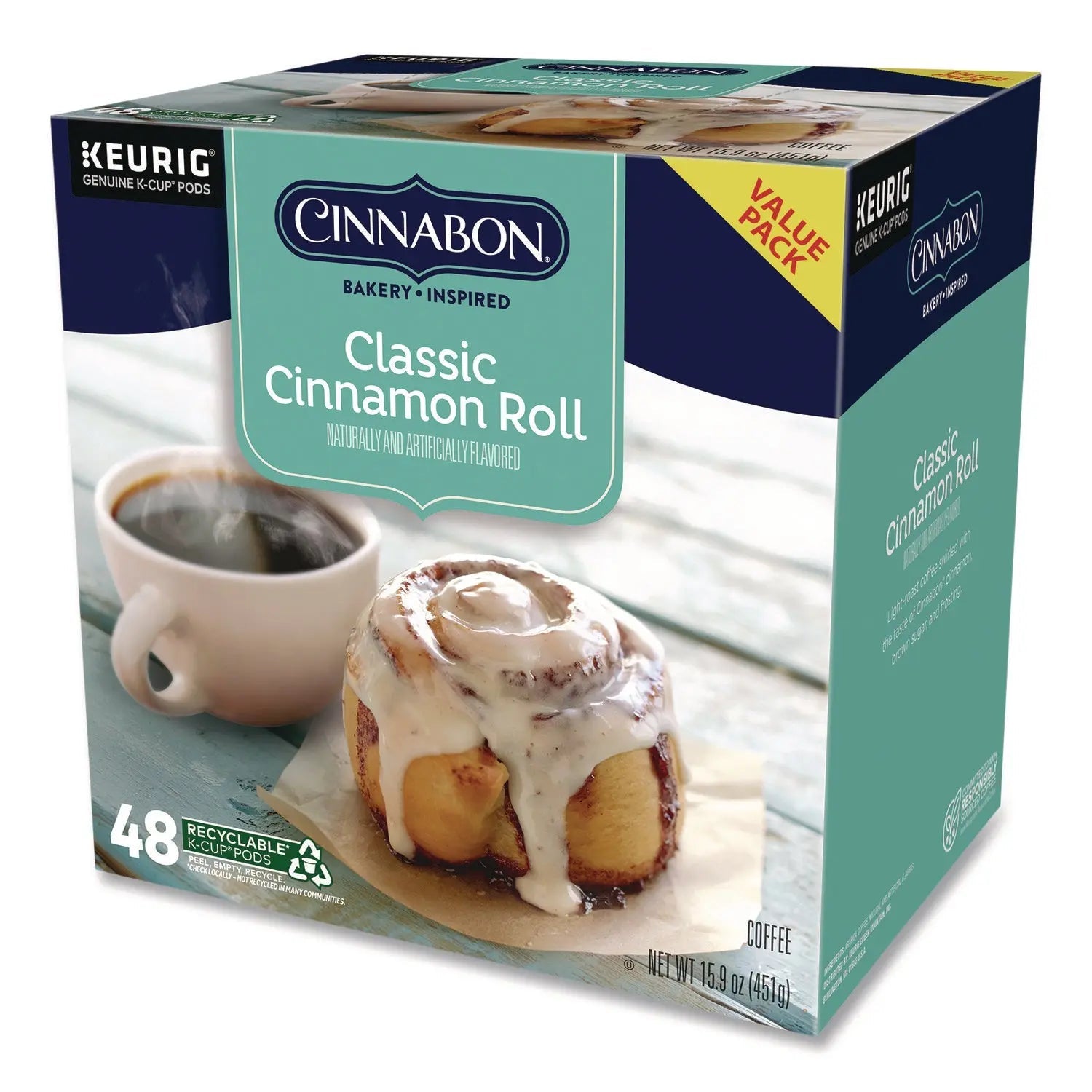 Cinnabon® Classic Cinnamon Roll Coffee K-Cups, 0.33 oz, 48/Box
