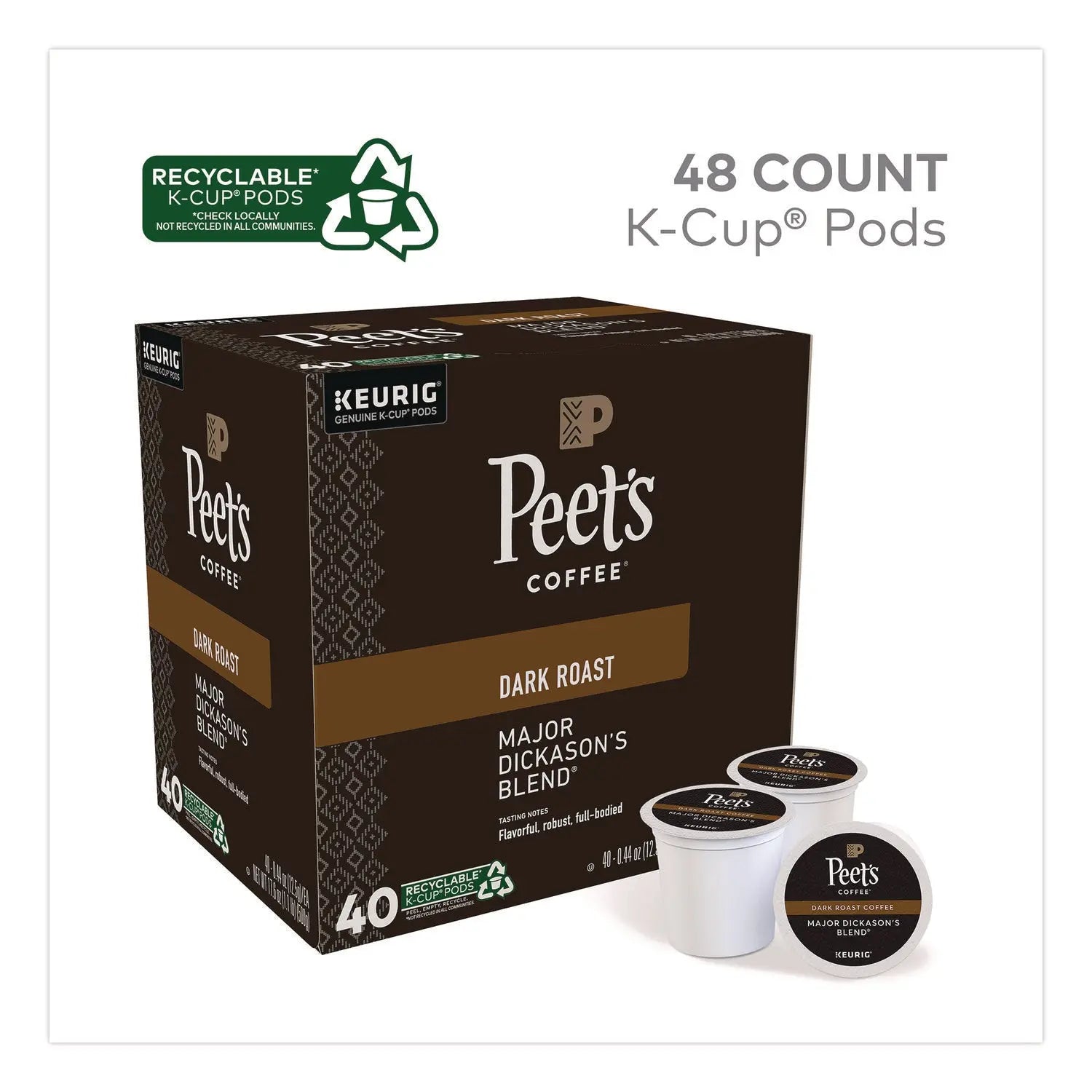Peet's Coffee & Tea® Major Dickason's Blend K-Cups, 0.44 oz, 40/Box