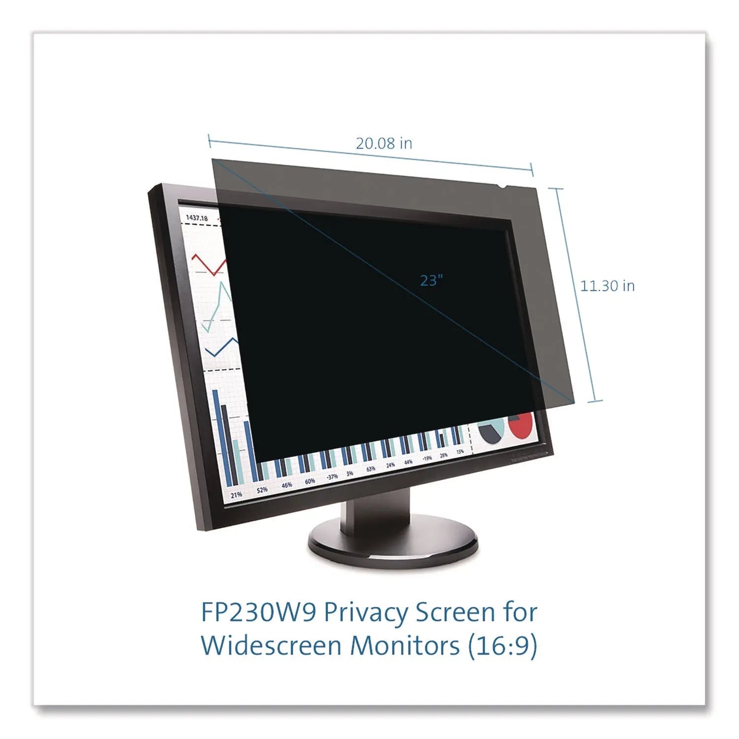 Kensington® Anti-Glare Reversible Privacy Screen for 23" Widescreen Flat Panel Monitor, 16:9 Aspect Ratio