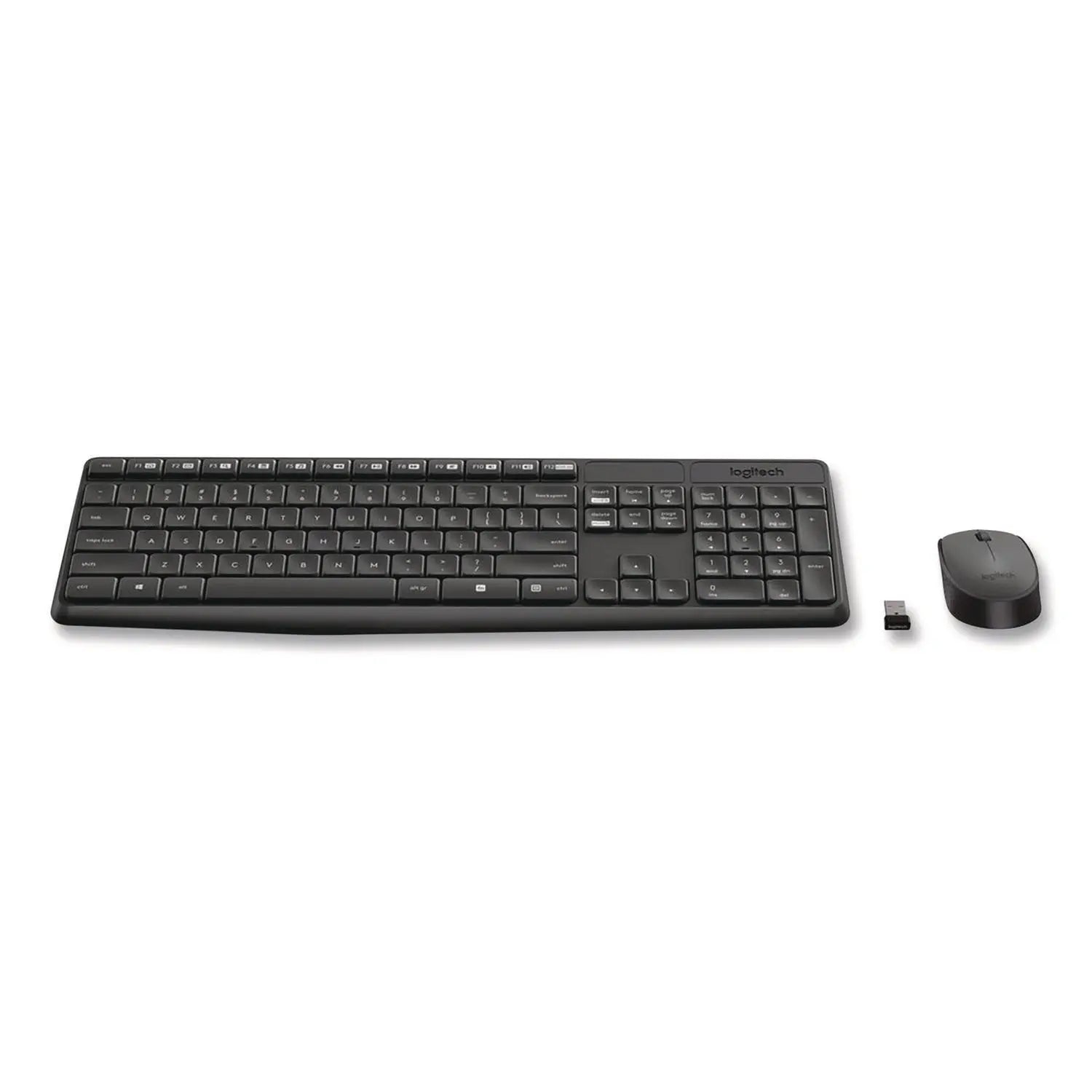 Logitech® MK235 Wireless Keyboard and Optical Mouse Combo, 2.4 GHz Frequency, 33 ft Wireless Range, Black