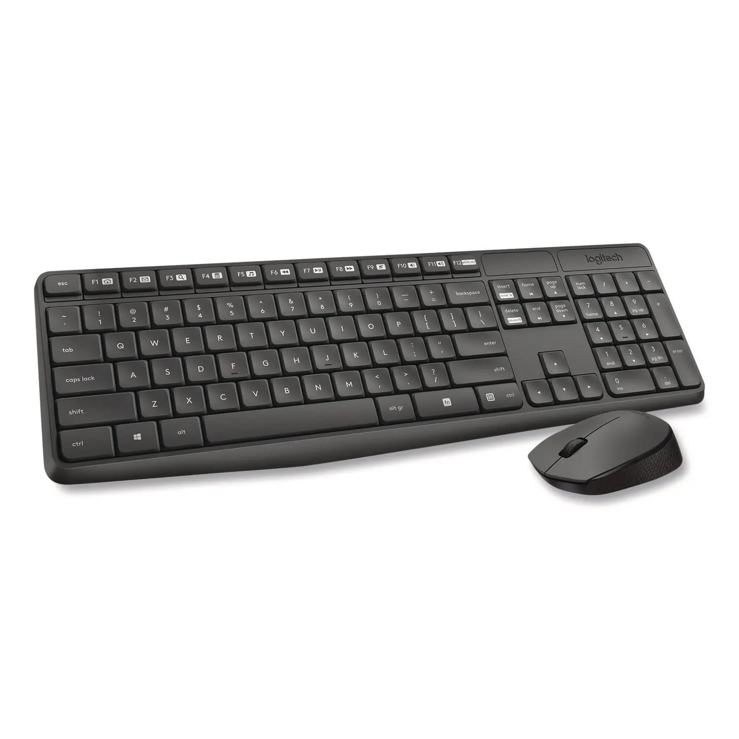 Logitech® MK235 Wireless Keyboard and Optical Mouse Combo, 2.4 GHz Frequency, 33 ft Wireless Range, Black