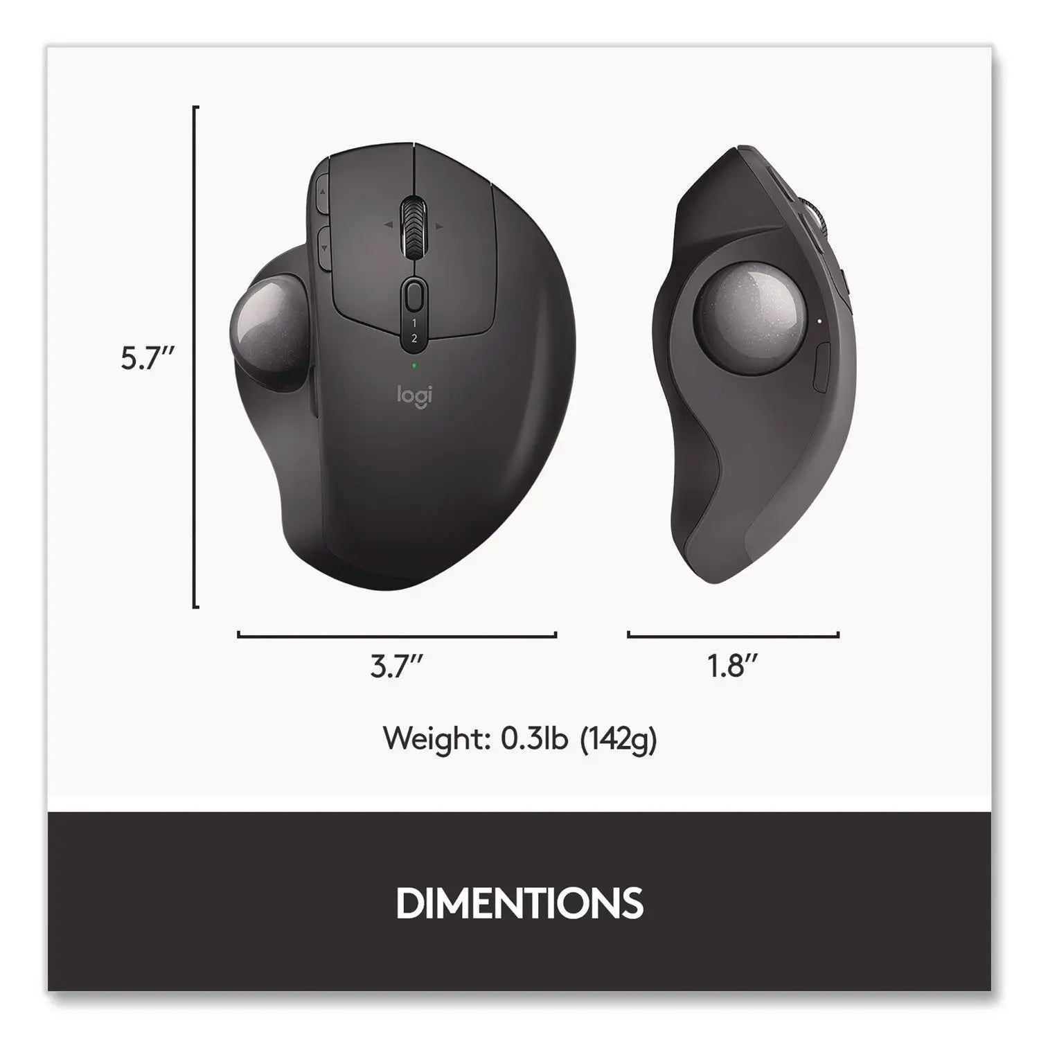 Logitech® MX Ergo Plus Advanced Wireless Trackball Mouse, 2.4 GHz Frequency/33 ft Wireless Range, Right Hand Use, Black
