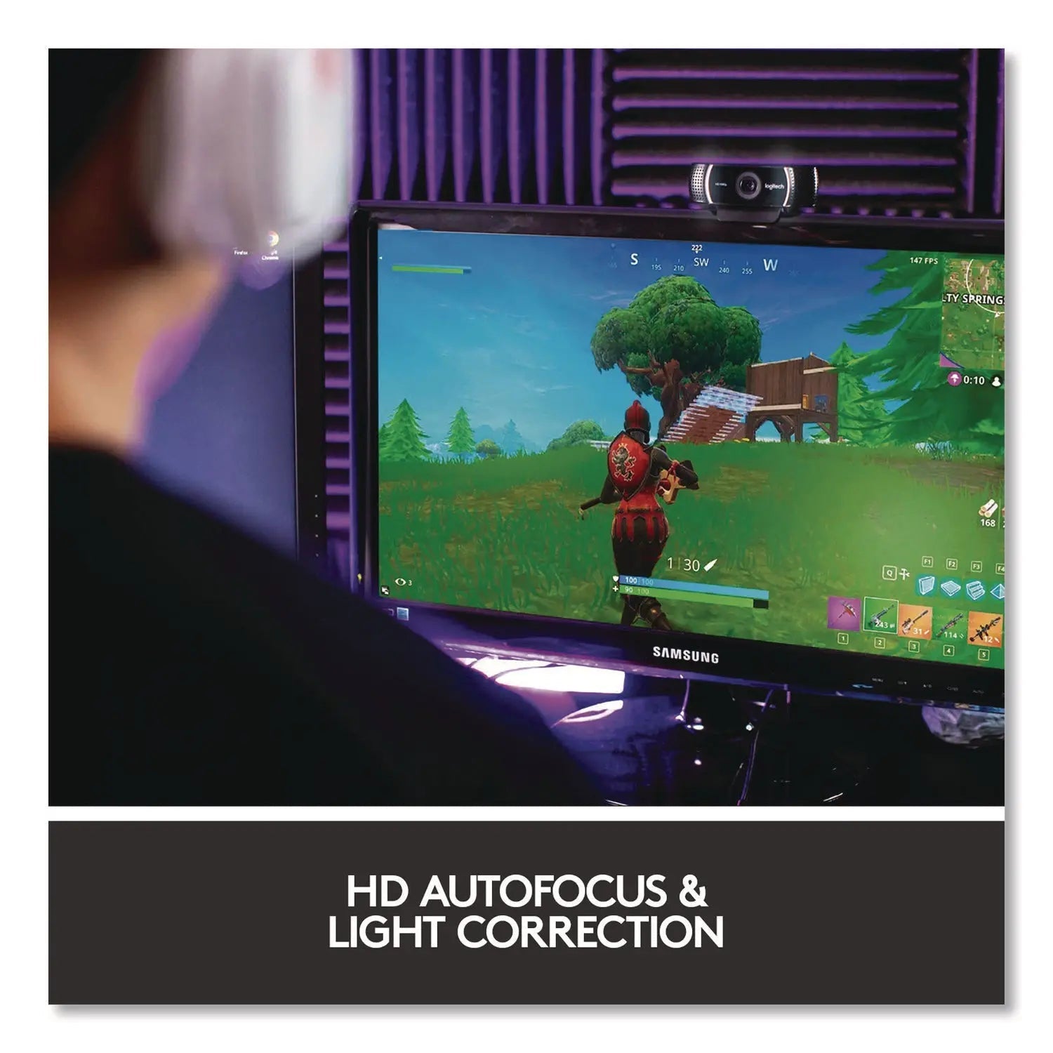 Logitech® C922 Pro Stream Webcam, 1920 pixels x 1080 pixels, 3 Mpixels, Black