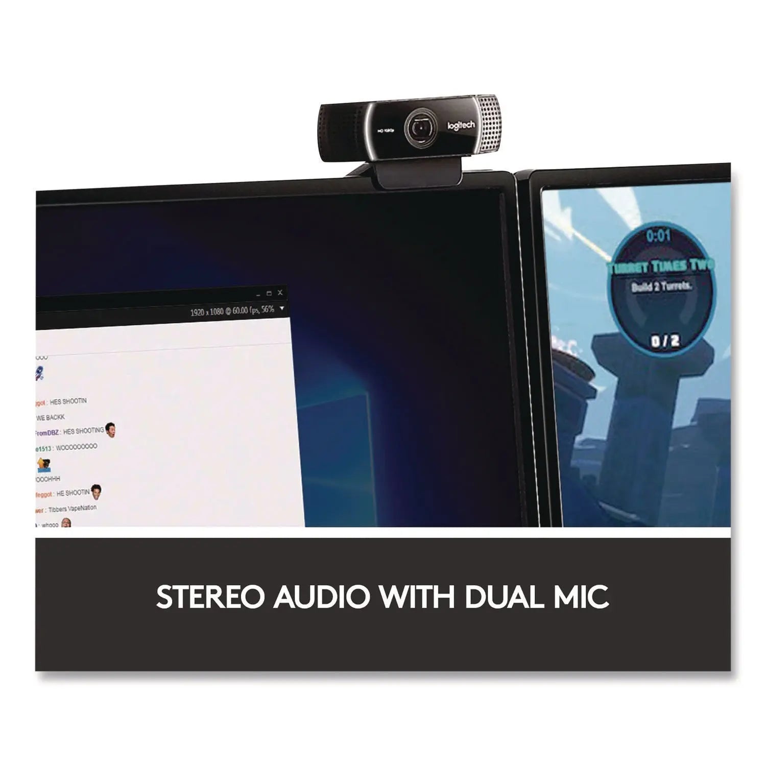 Logitech® C922 Pro Stream Webcam, 1920 pixels x 1080 pixels, 3 Mpixels, Black