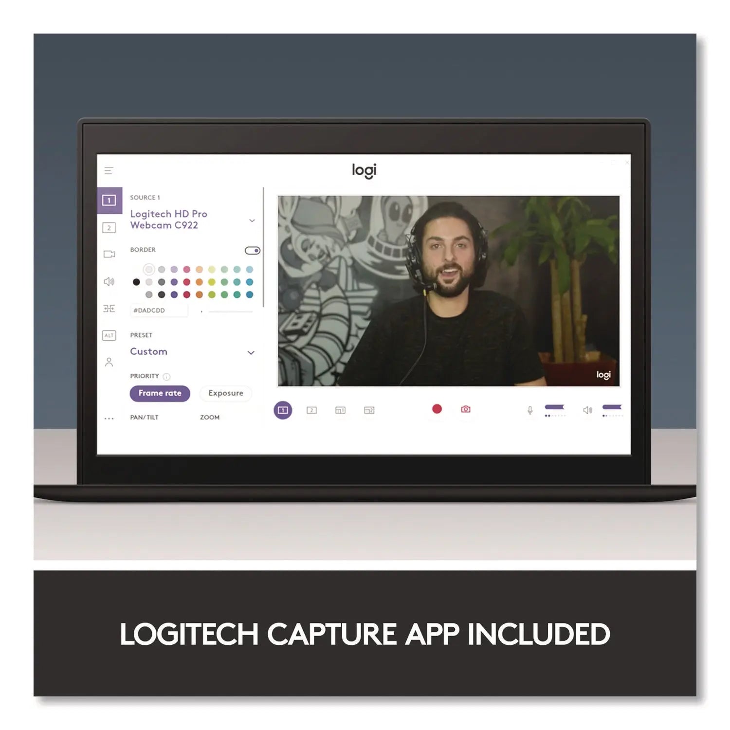 Logitech® C922 Pro Stream Webcam, 1920 pixels x 1080 pixels, 3 Mpixels, Black