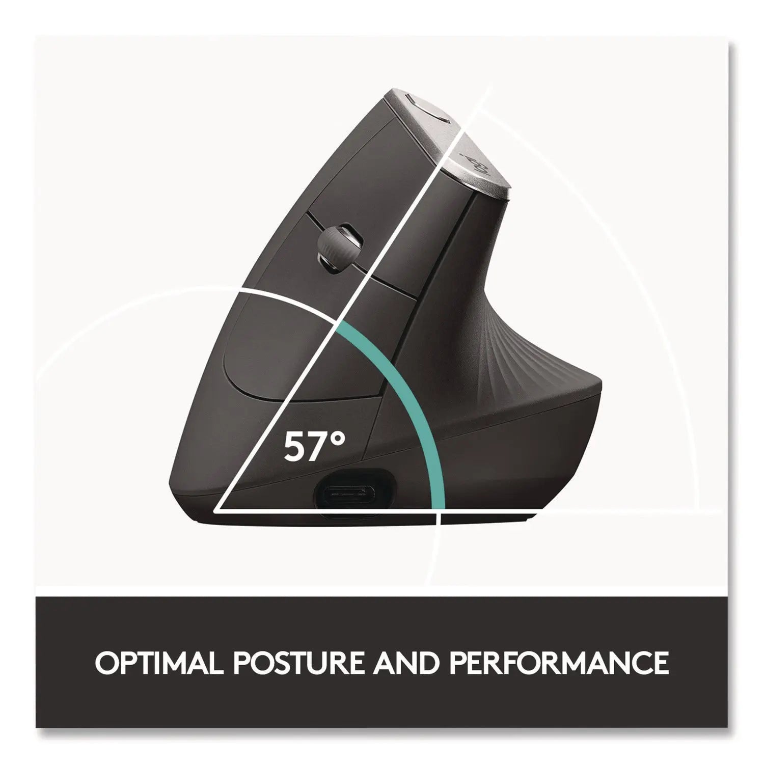 Logitech® MX Vertical Advanced Ergonomic Mouse, 2.4 GHz Frequency/33 ft Wireless Range, Left/Right Hand Use, Graphite