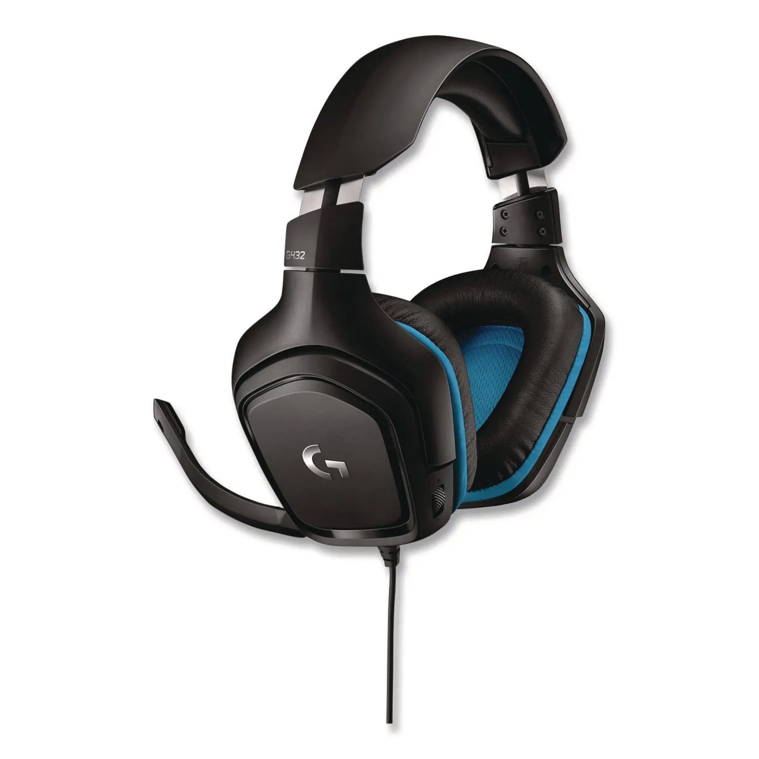 Logitech® G432 7.1 Surround Sound Wired Gaming Binaural Over The Head Headset, Black/Blue
