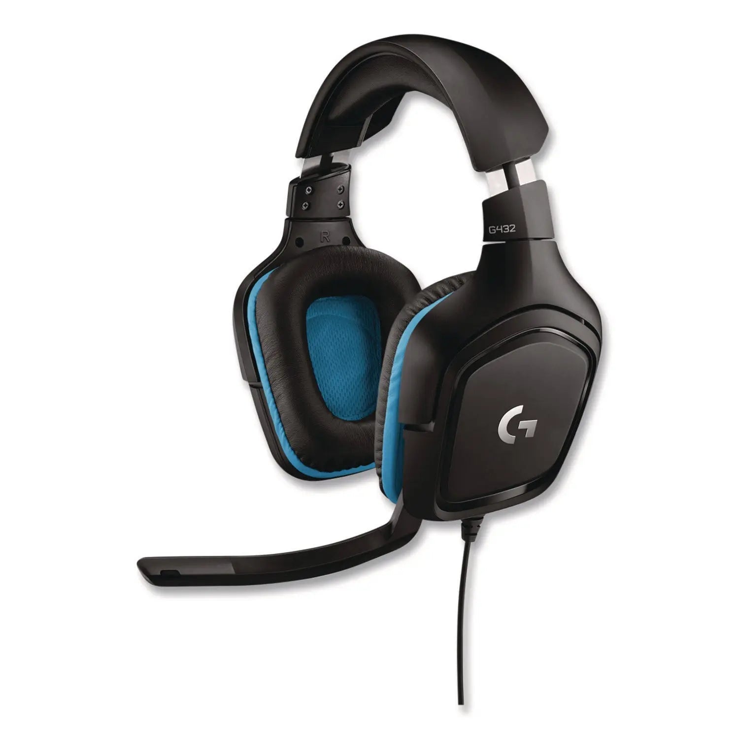 Logitech® G432 7.1 Surround Sound Wired Gaming Binaural Over The Head Headset, Black/Blue