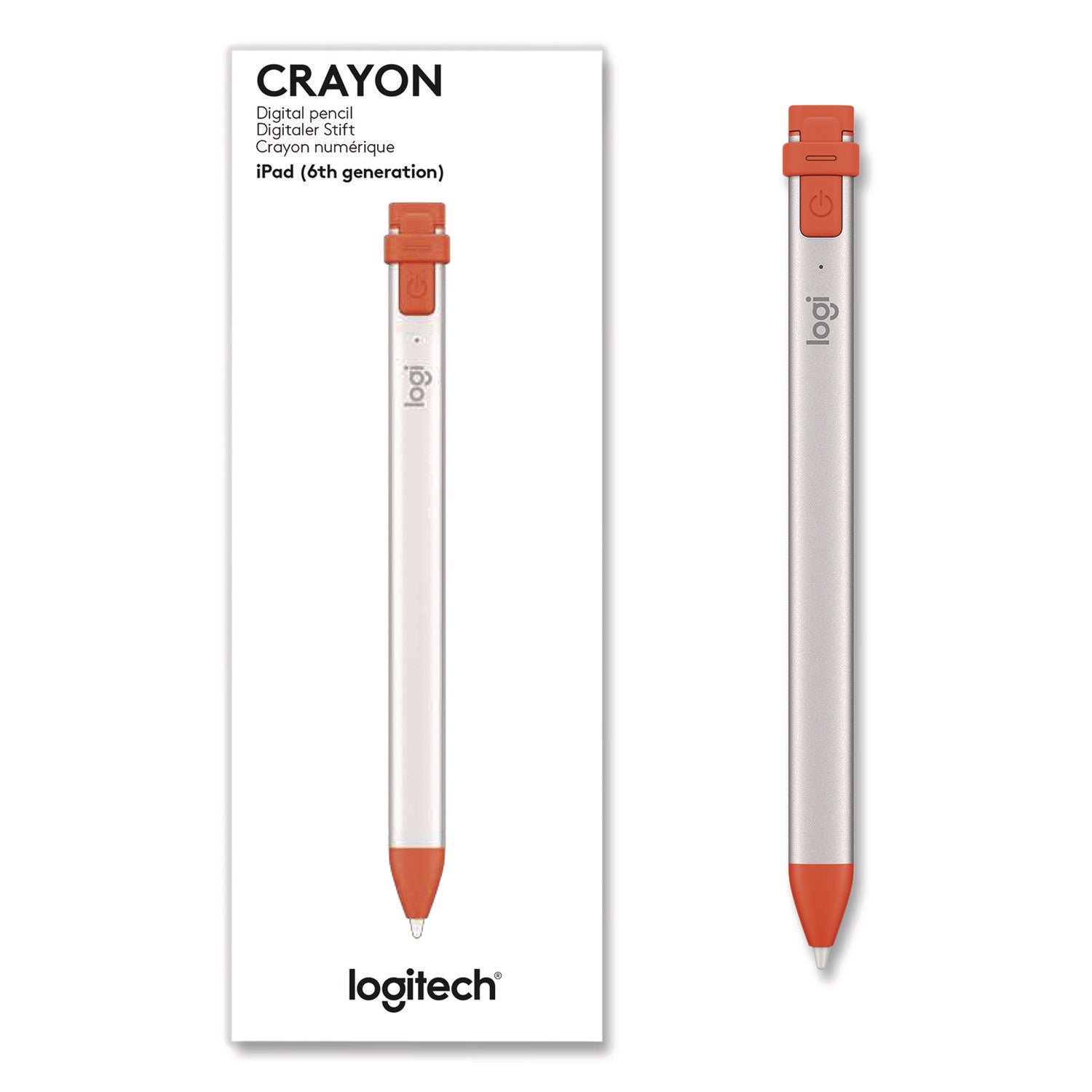 Logitech® Crayon, for iPad, Silver/Orange