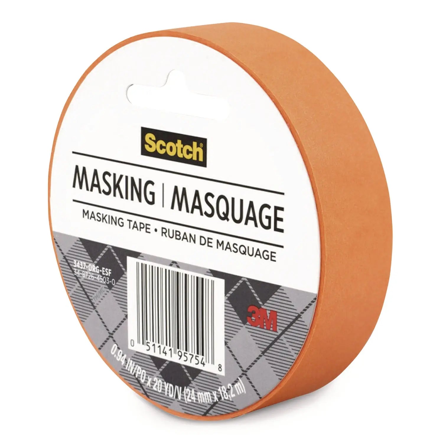Scotch® EXPRESSIONS MASKING TAPE, 3" CORE, 0.94" X 20 YDS, TANGERINE