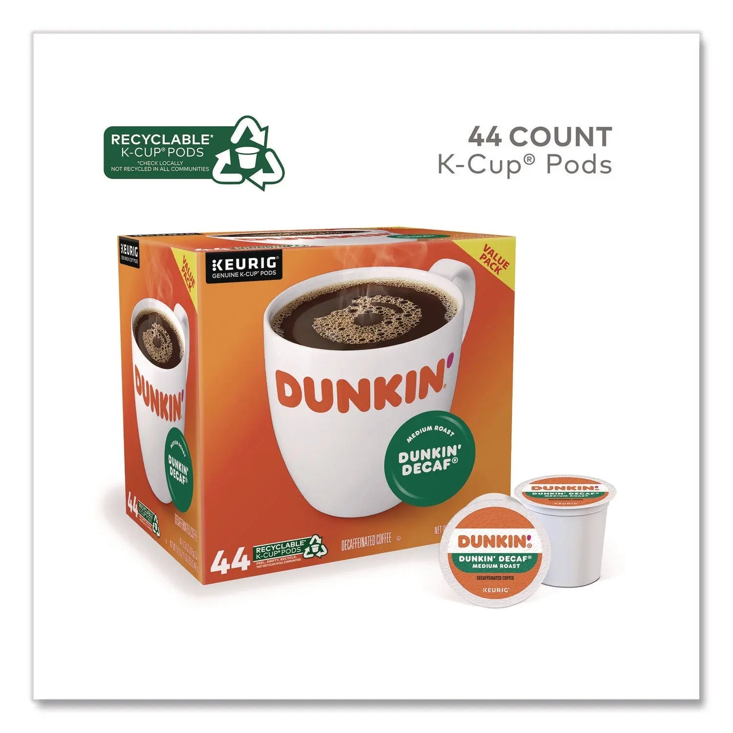 Dunkin'® K-CUP PODS, DUNKIN' DECAF, 44/BOX