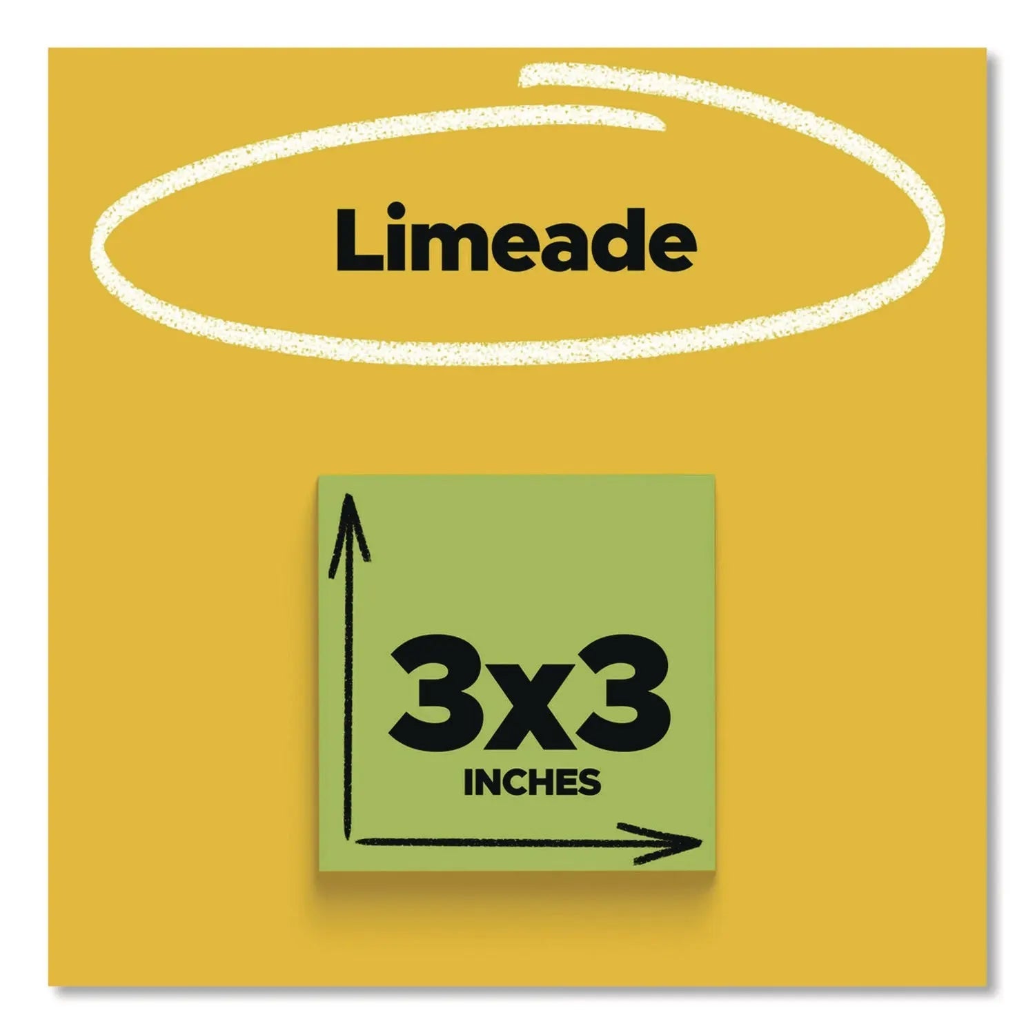 Post-it® Notes Super Sticky Super Sticky Pads in Energy Boost Collection Colors, 3 x 3, Limeade, 90 Sheets/Pad, 5 Pads/Pack