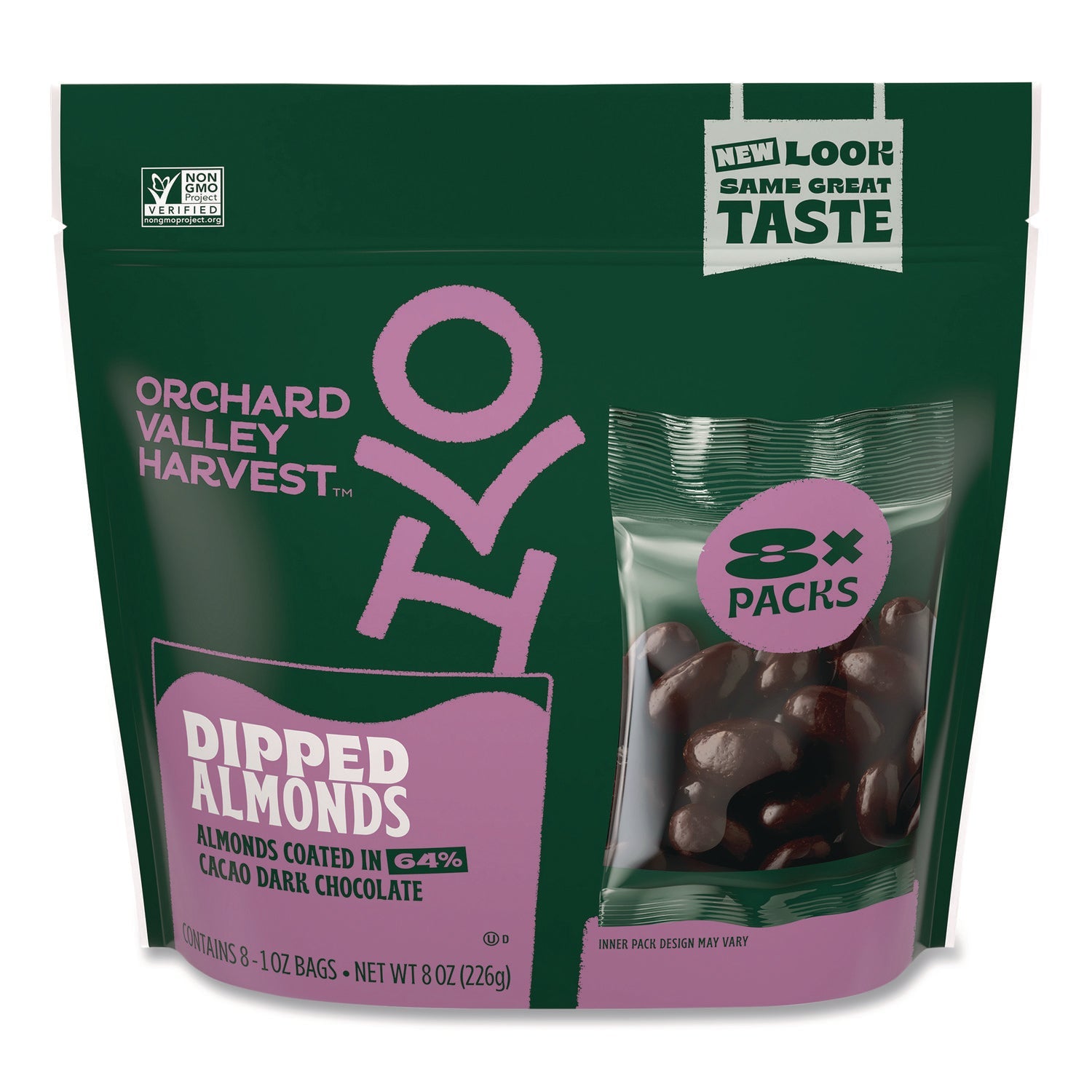 Orchard Valley Harvest® Dipped Almonds, Dark Chocolate, (8) 1 oz Bags