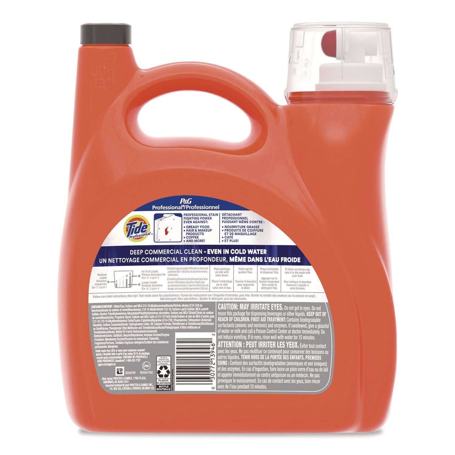 Tide® Professional™ Commercial HE Liquid Laundry Detergent, 129 Loads, 170 oz Plastic Bottle with Dispensing Tap