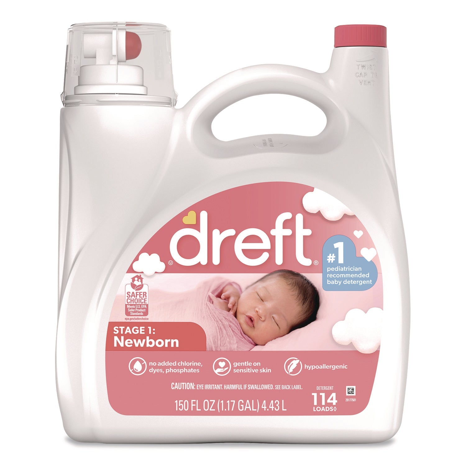 Dreft® Ultra Laundry Detergent, Stage 1: Newborn, 150 oz Plastic Bottle with Dispensing Top