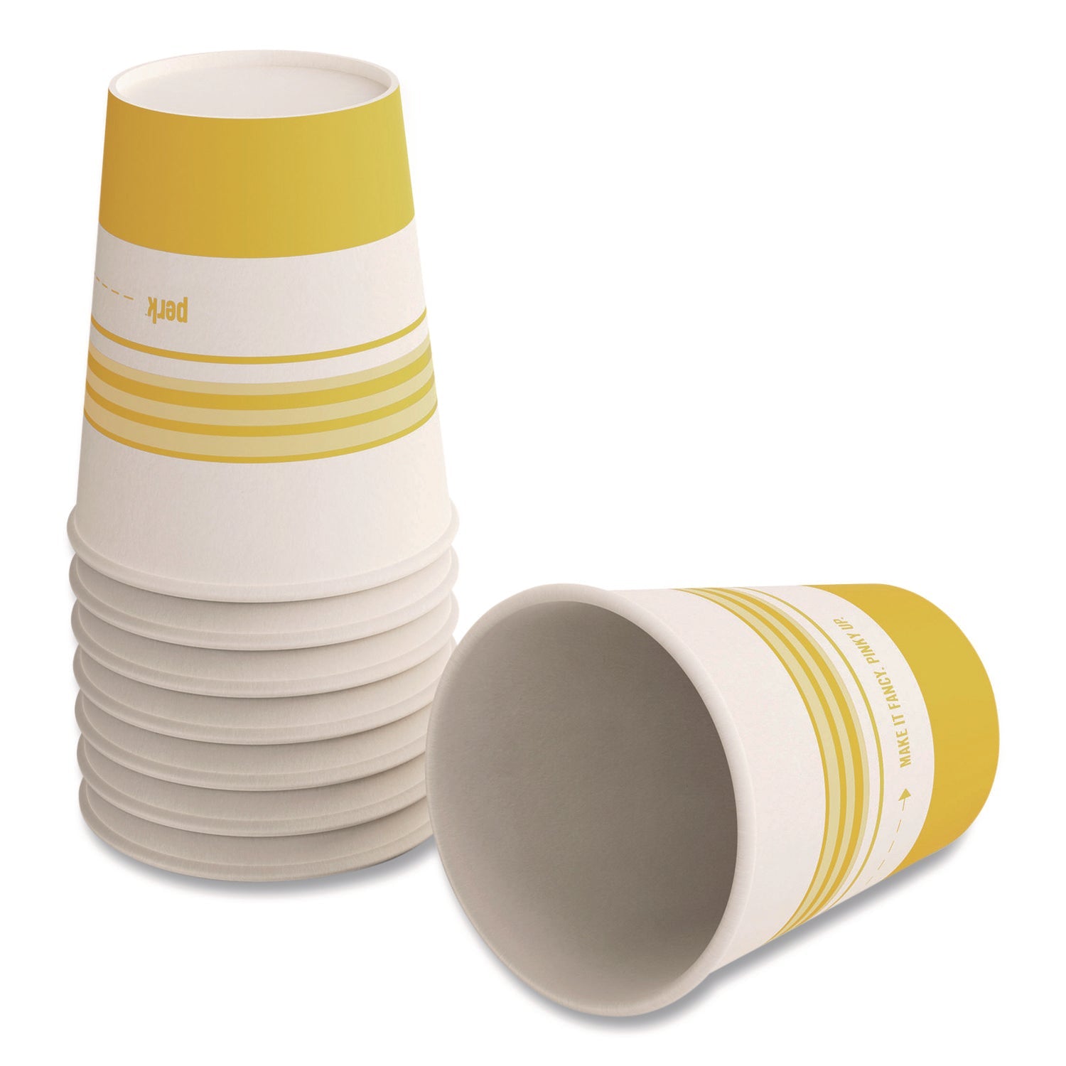 Perk™ Paper Hot Cups, 8 oz, White/Yellow, 500/Carton