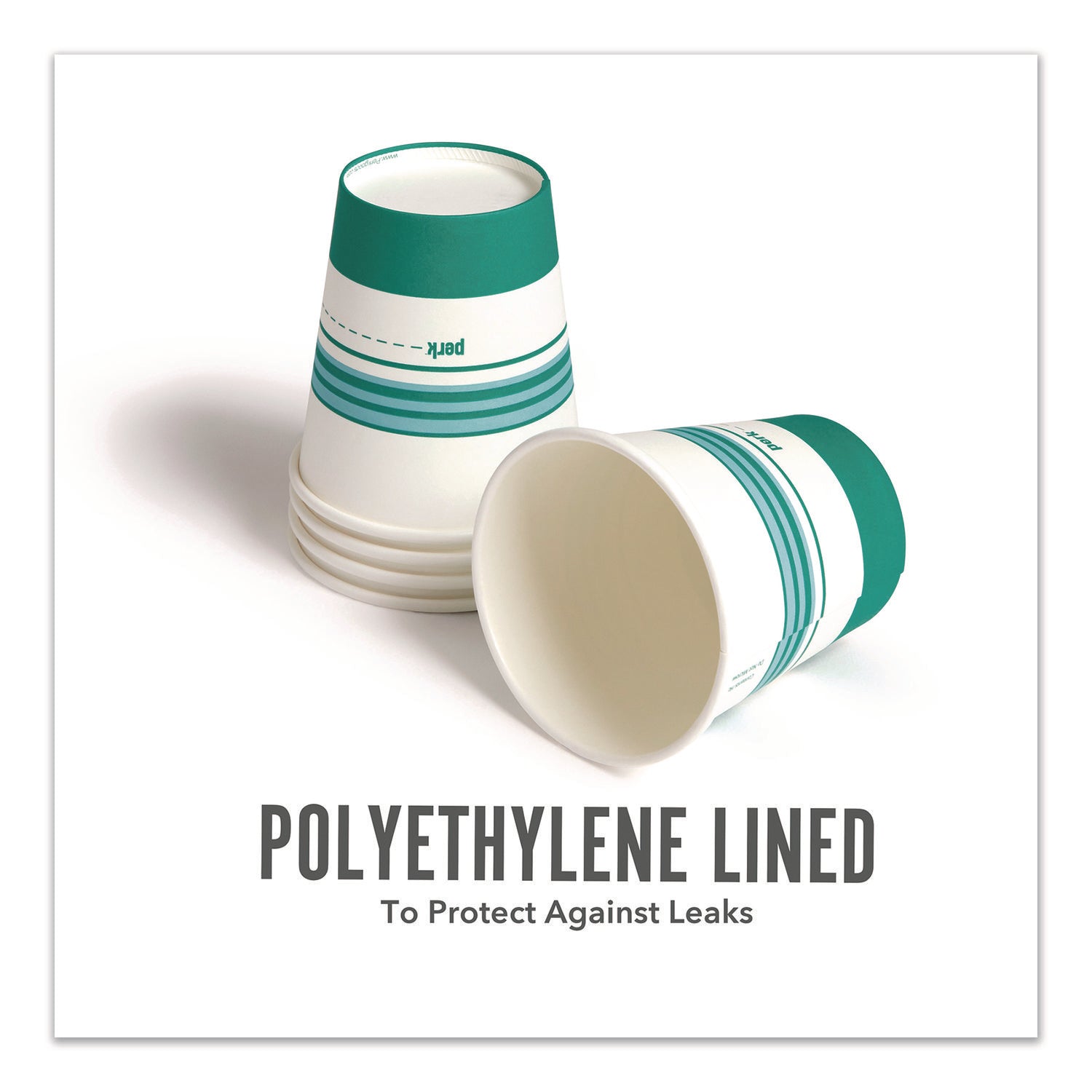 Perk™ Paper Hot Cups, 10 oz, White/Teal, 500/Carton