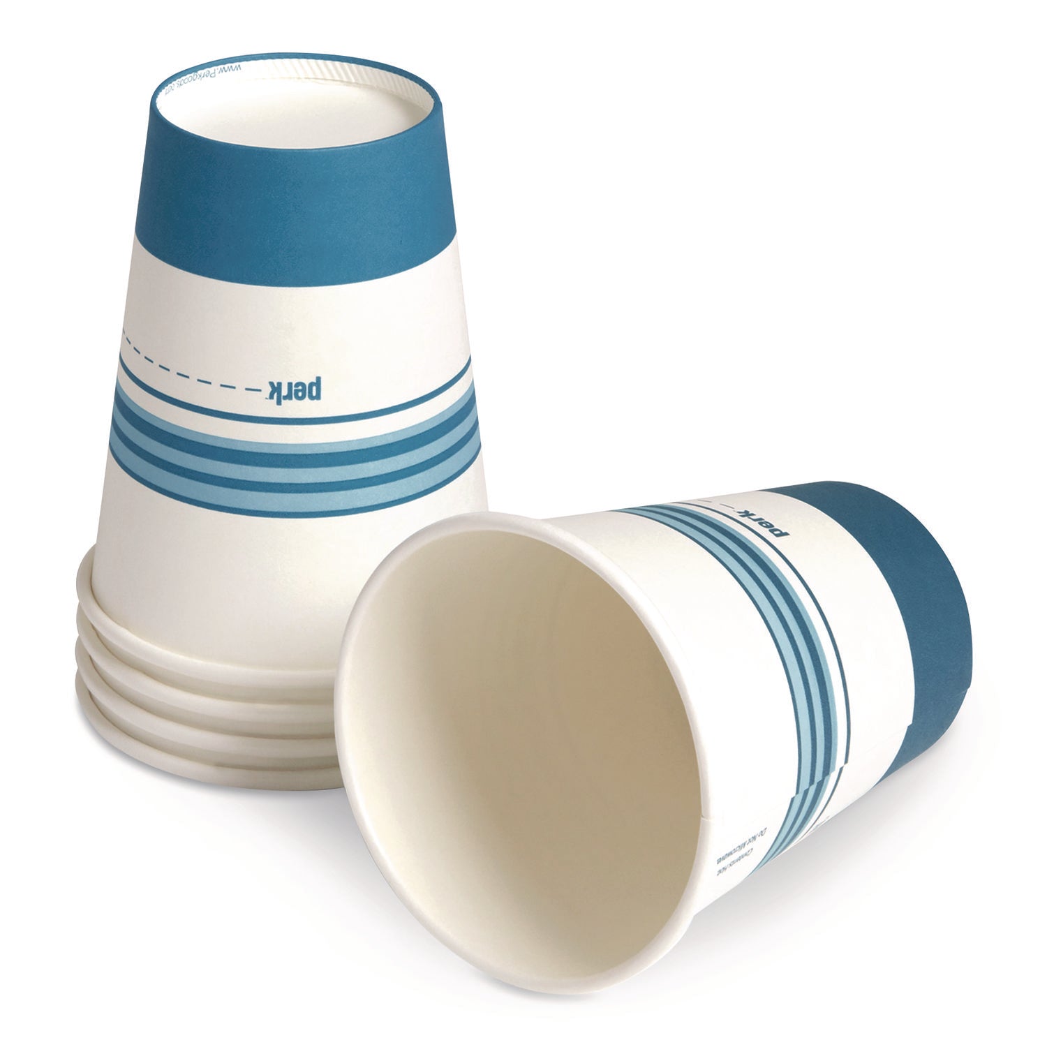 Perk™ Paper Hot Cups, 12 oz, White/Blue, 500/Carton