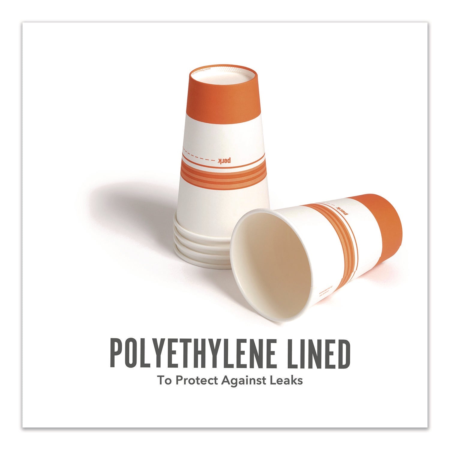 Perk™ Paper Hot Cups, 16 oz, White/Orange, 500/Carton