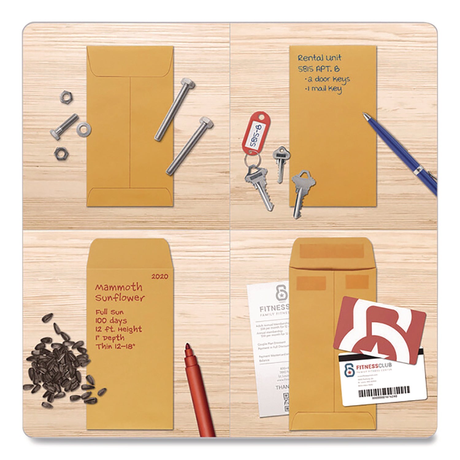 Quality Park™ Redi-Seal Coin and Small Parts Envelope, #7, Cheese Blade Flap, Redi-Seal Adhesive Closure, 3.5 x 6.5, Kraft Brown, 500/Box