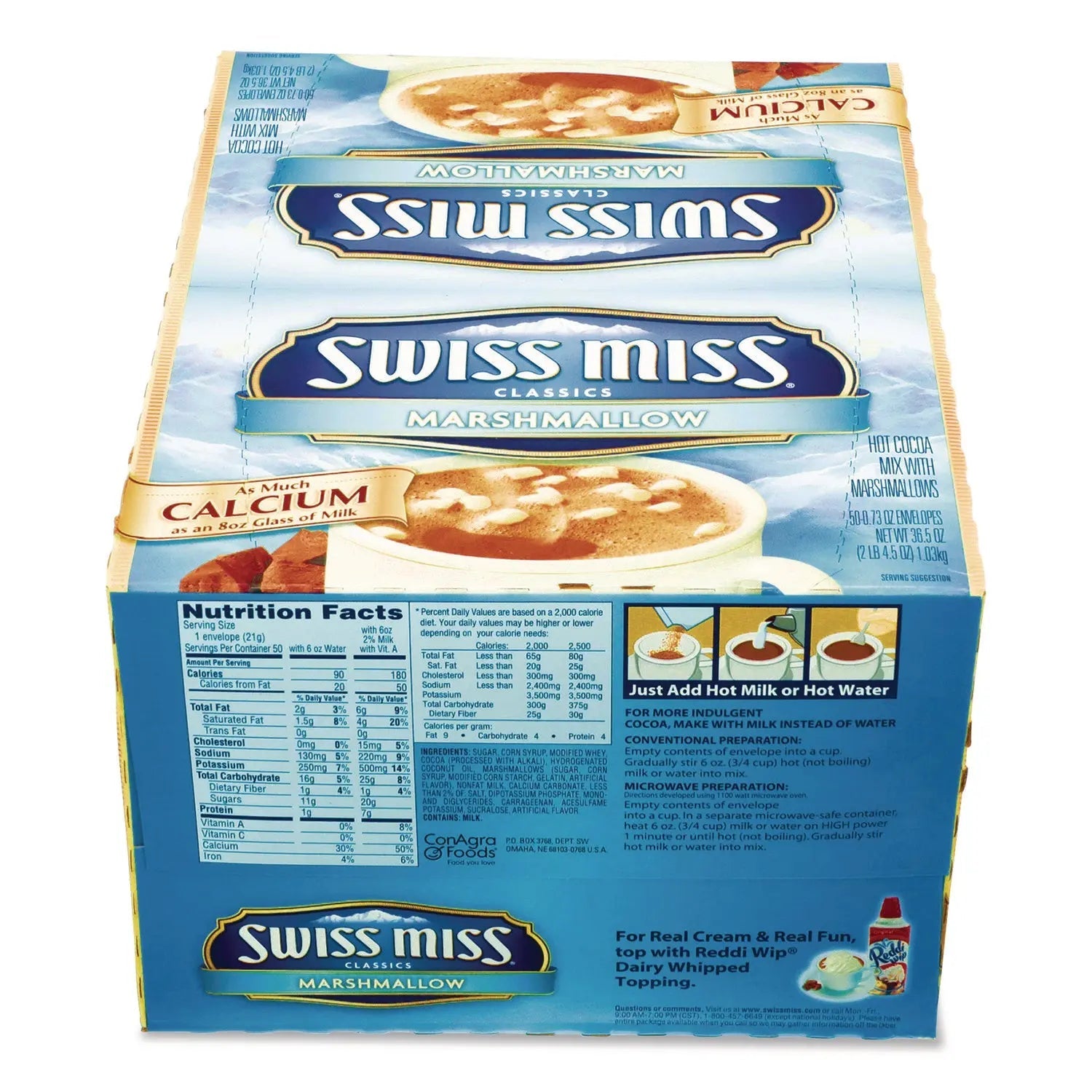 Swiss Miss® Marshmallow Hot Cocoa Mix, 0.73 oz Packet, 50/Box