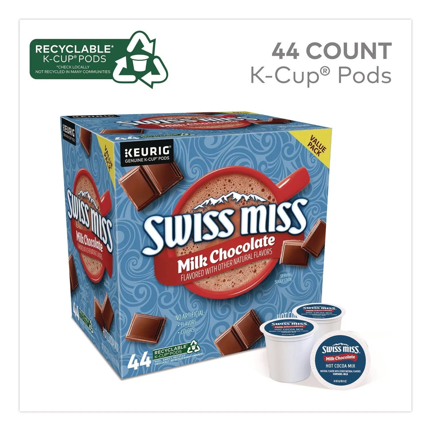 Swiss Miss® Milk Chocolate Hot Cocoa K-Cups, 0.65 oz, 44/Box